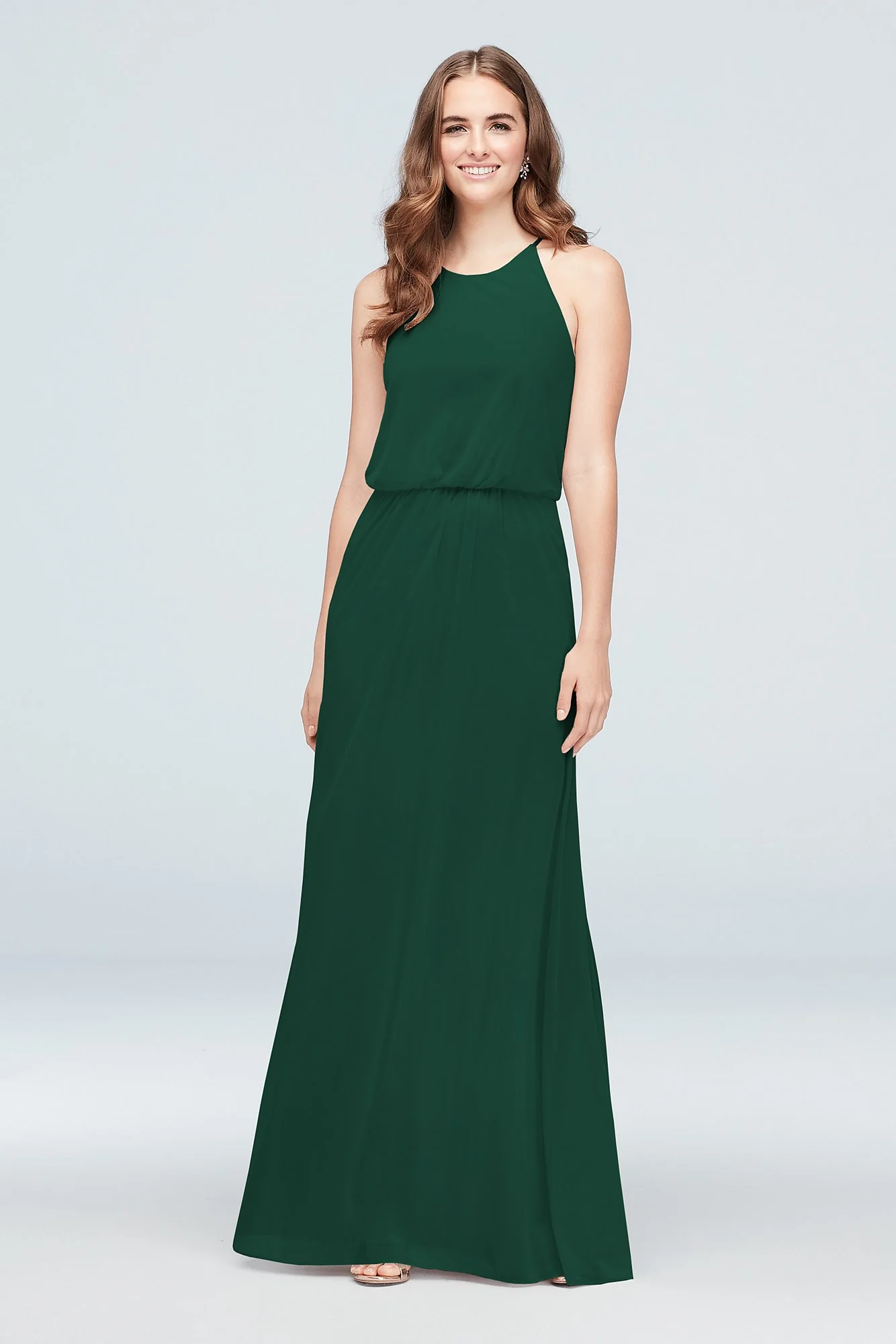 Blouson High-Neck Mesh Bridesmaid Dress - Image 81