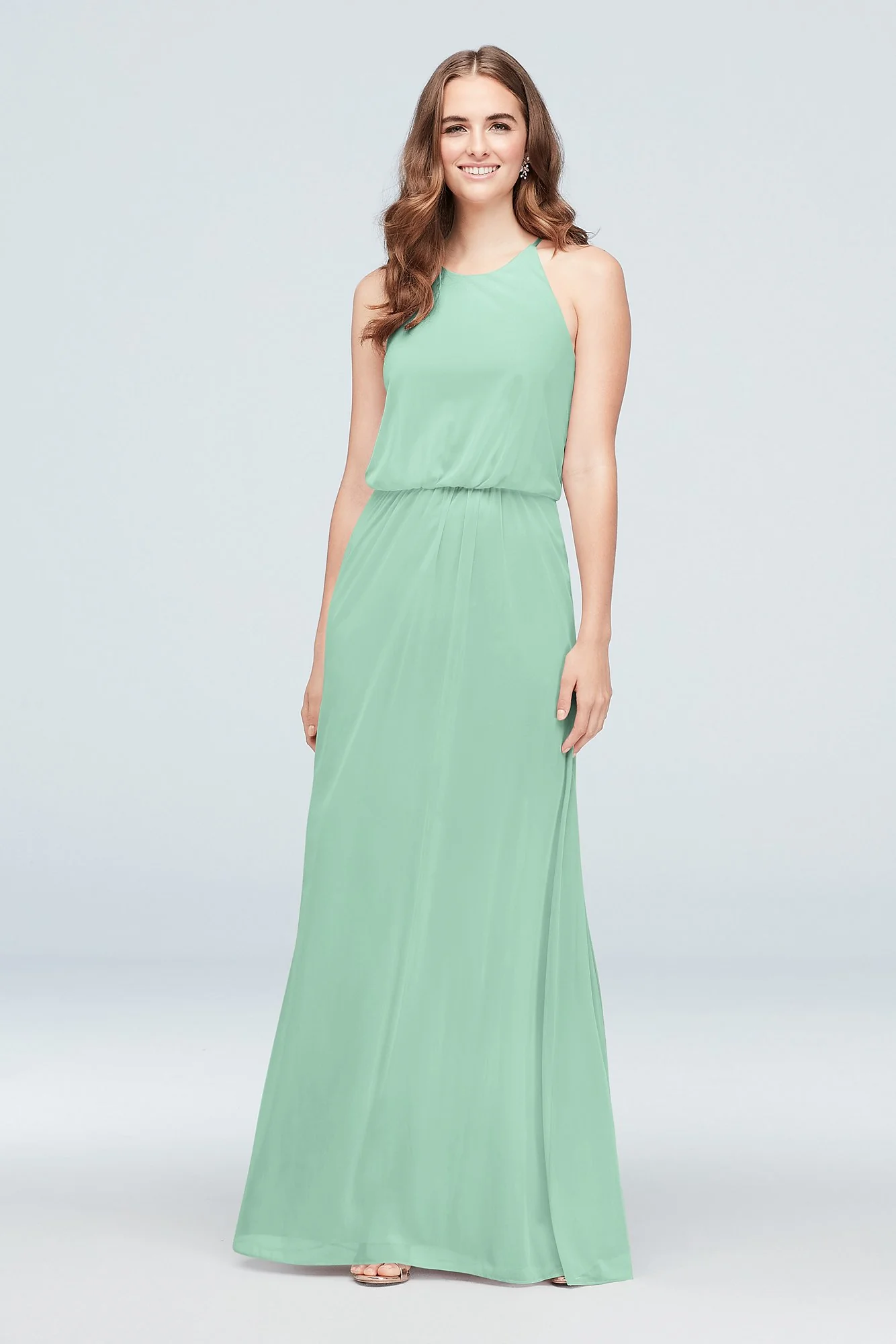 Blouson High-Neck Mesh Bridesmaid Dress - Image 85