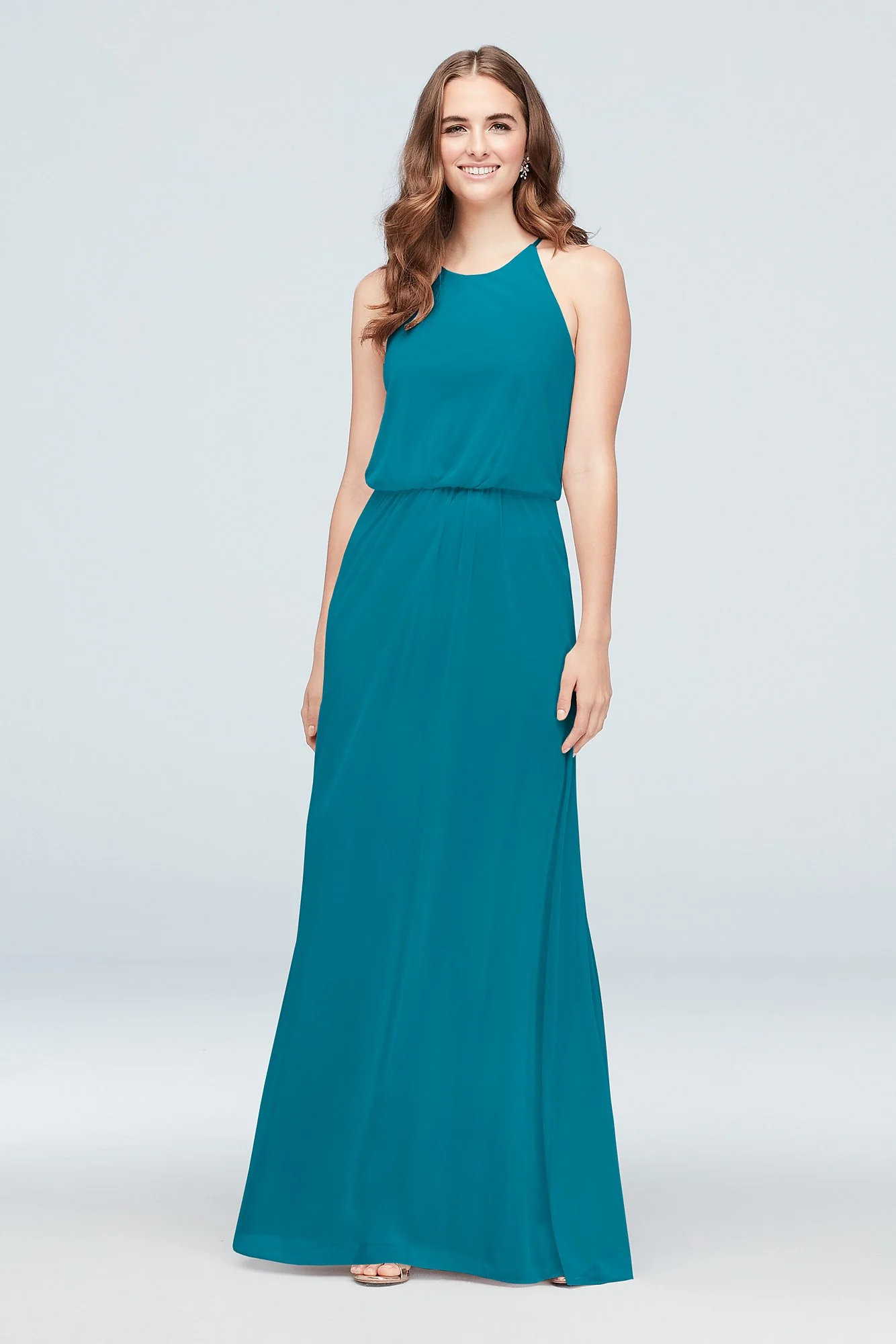 Blouson High-Neck Mesh Bridesmaid Dress - Image 87