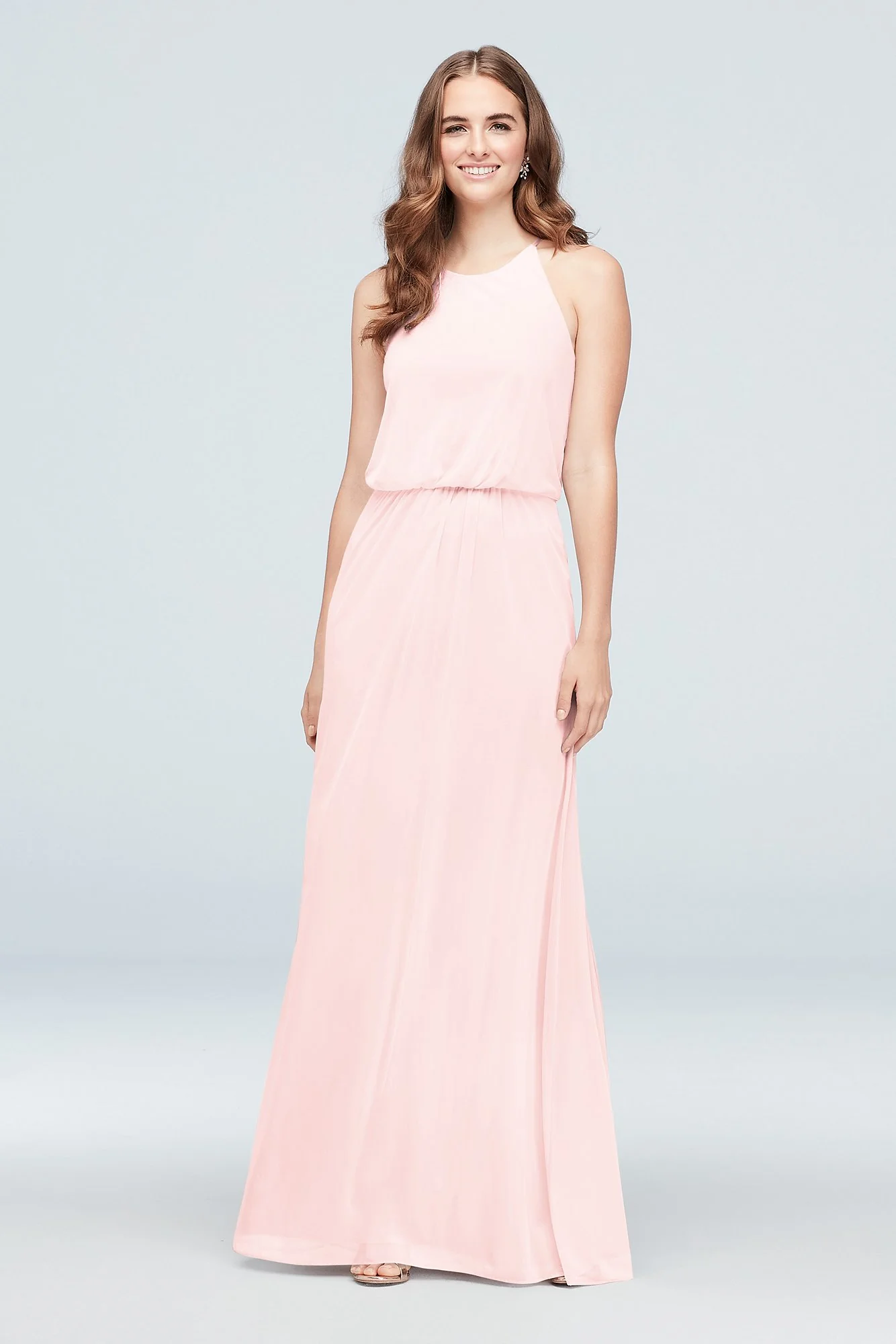 Blouson High-Neck Mesh Bridesmaid Dress - Image 89