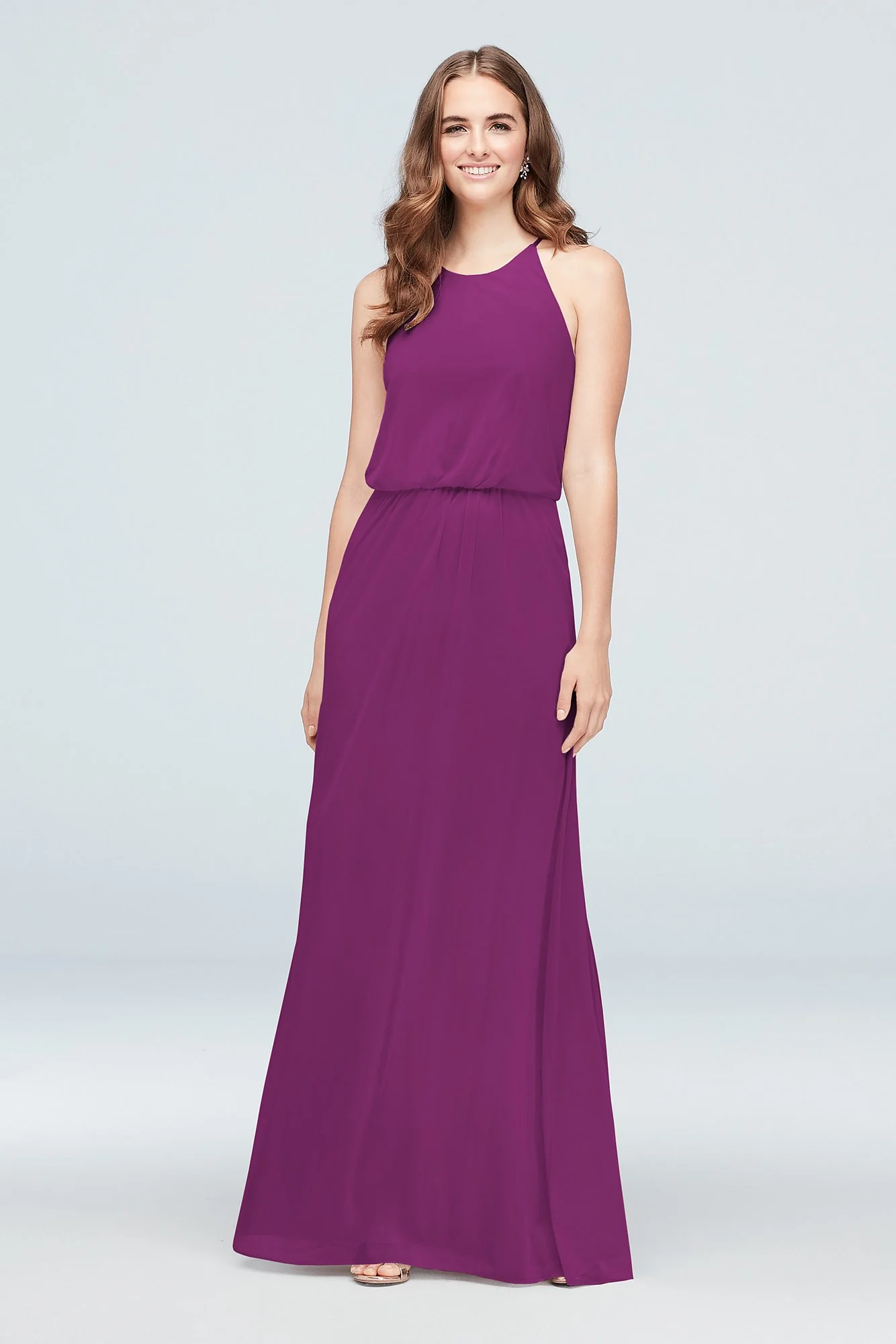 Blouson High-Neck Mesh Bridesmaid Dress - Image 94