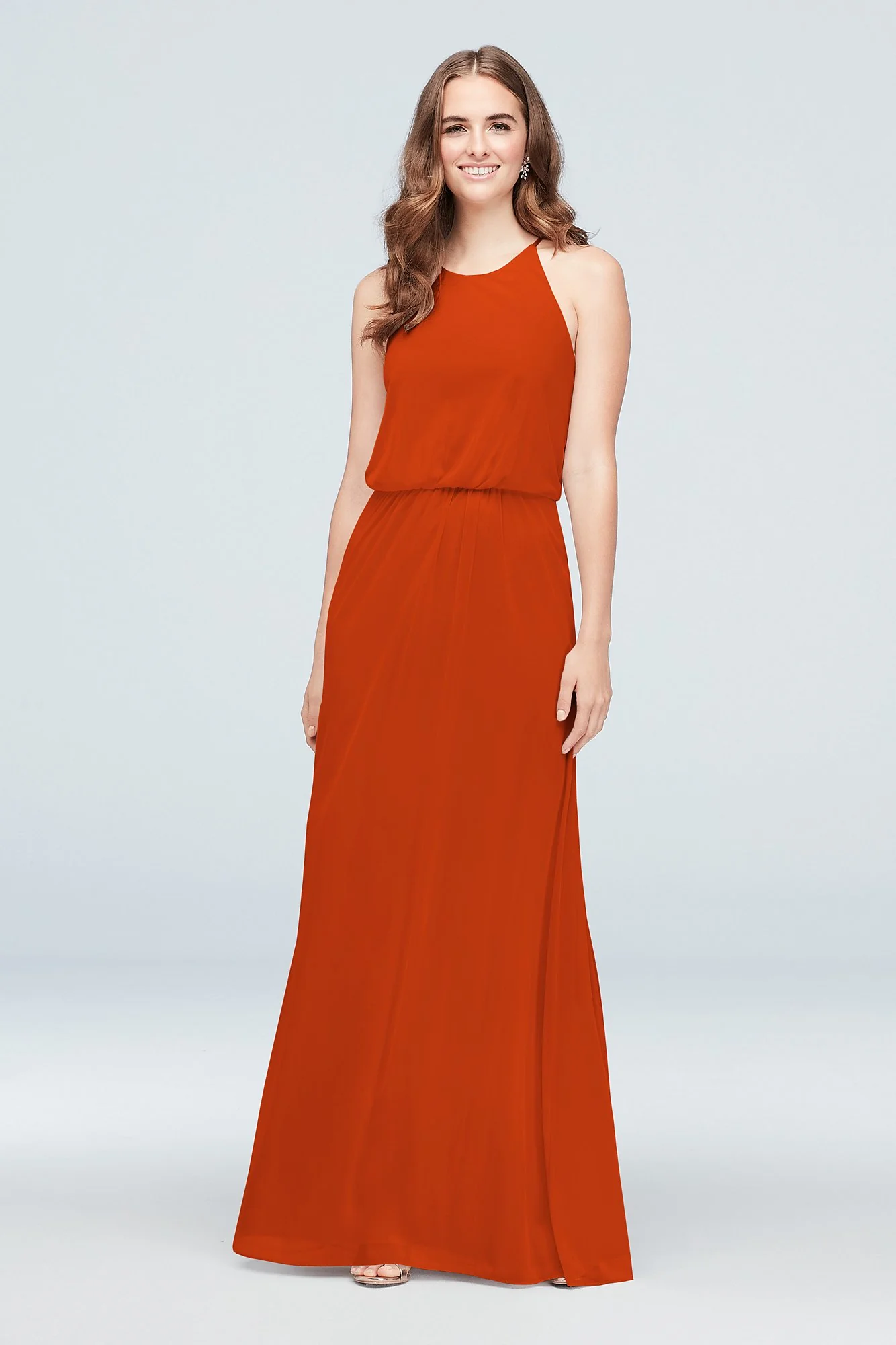 Blouson High-Neck Mesh Bridesmaid Dress - Image 97