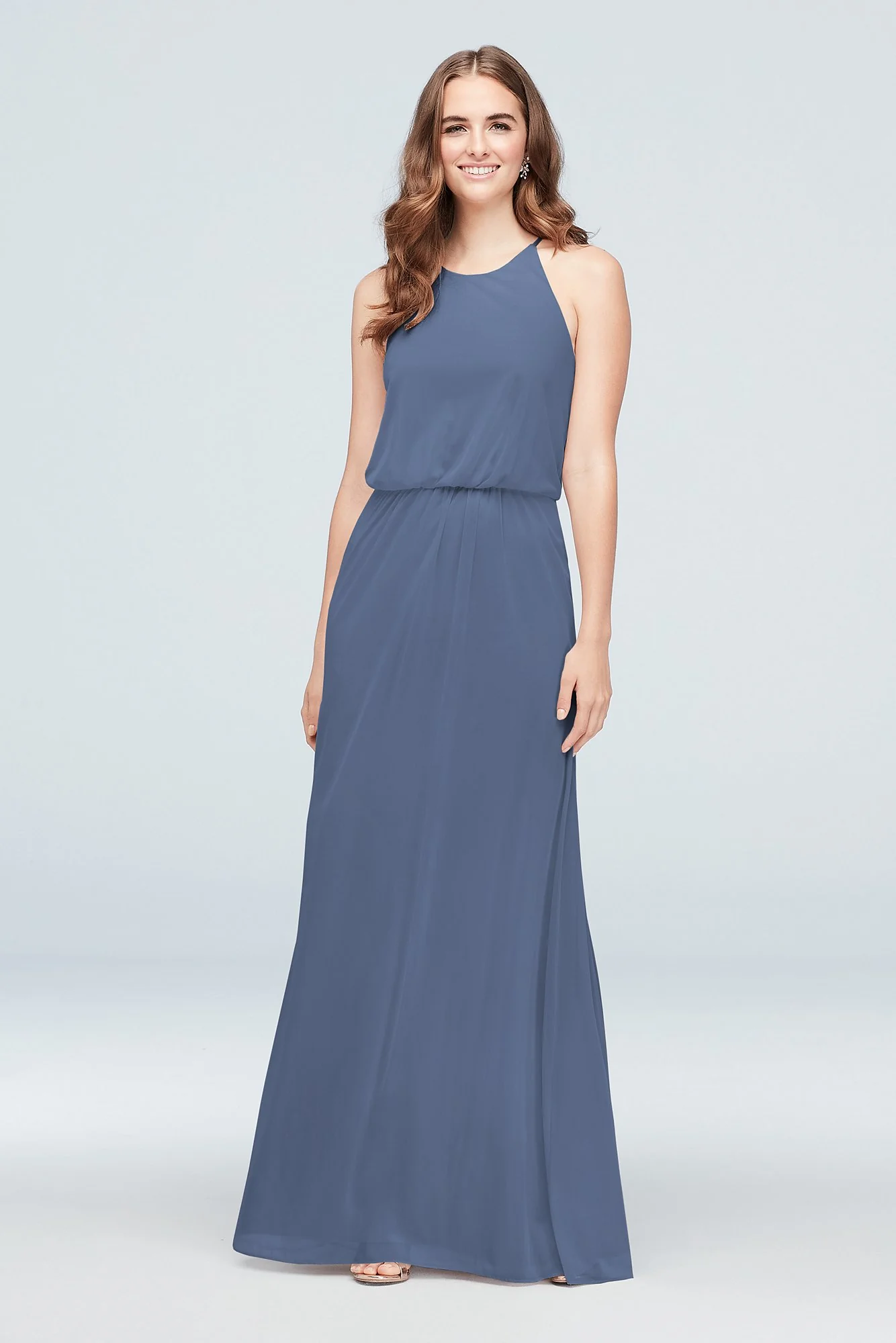 Blouson High-Neck Mesh Bridesmaid Dress - Image 99