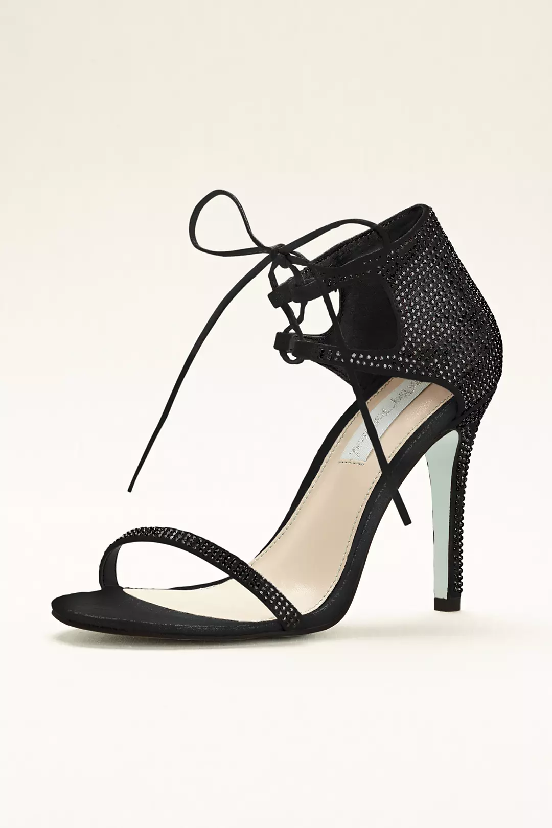 Blue by Betsey Johnson Satin Crystal Tie Sandal - Image 3