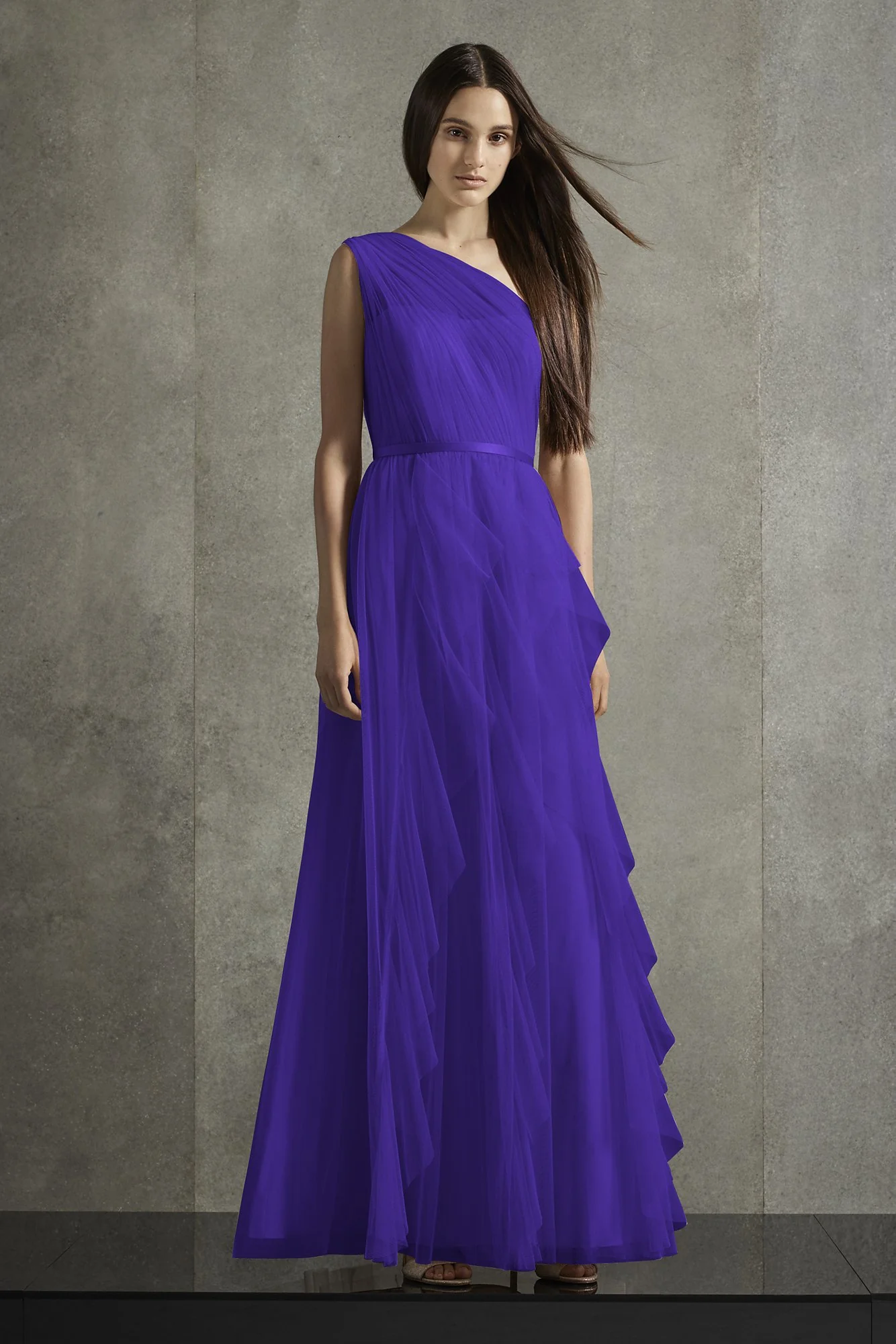 Bobbin Net One Shoulder Flange Bridesmaid Dress - Image 20