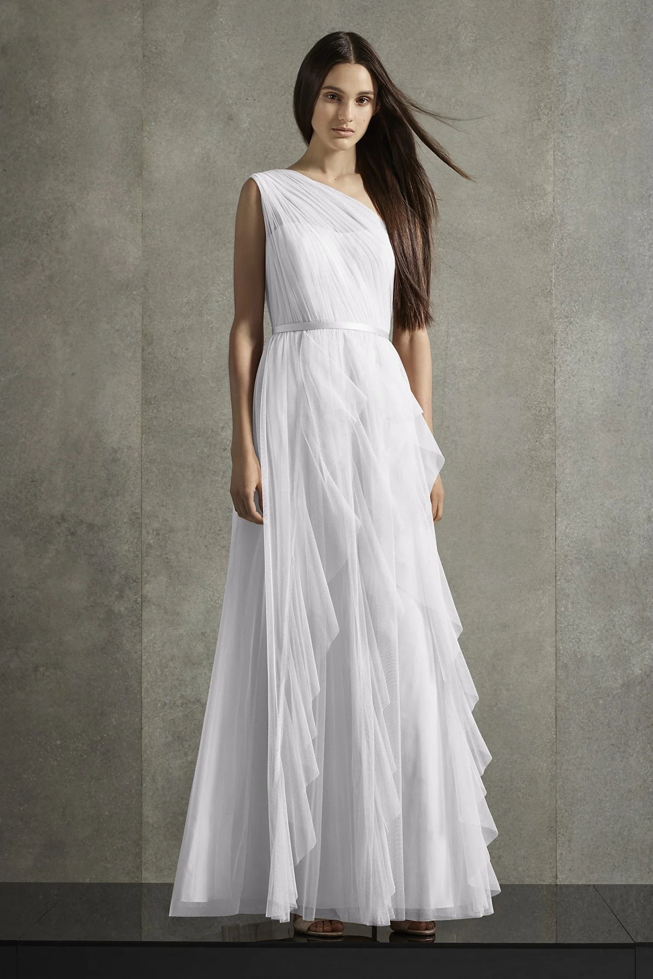 Bobbin Net One Shoulder Flange Bridesmaid Dress - Image 24