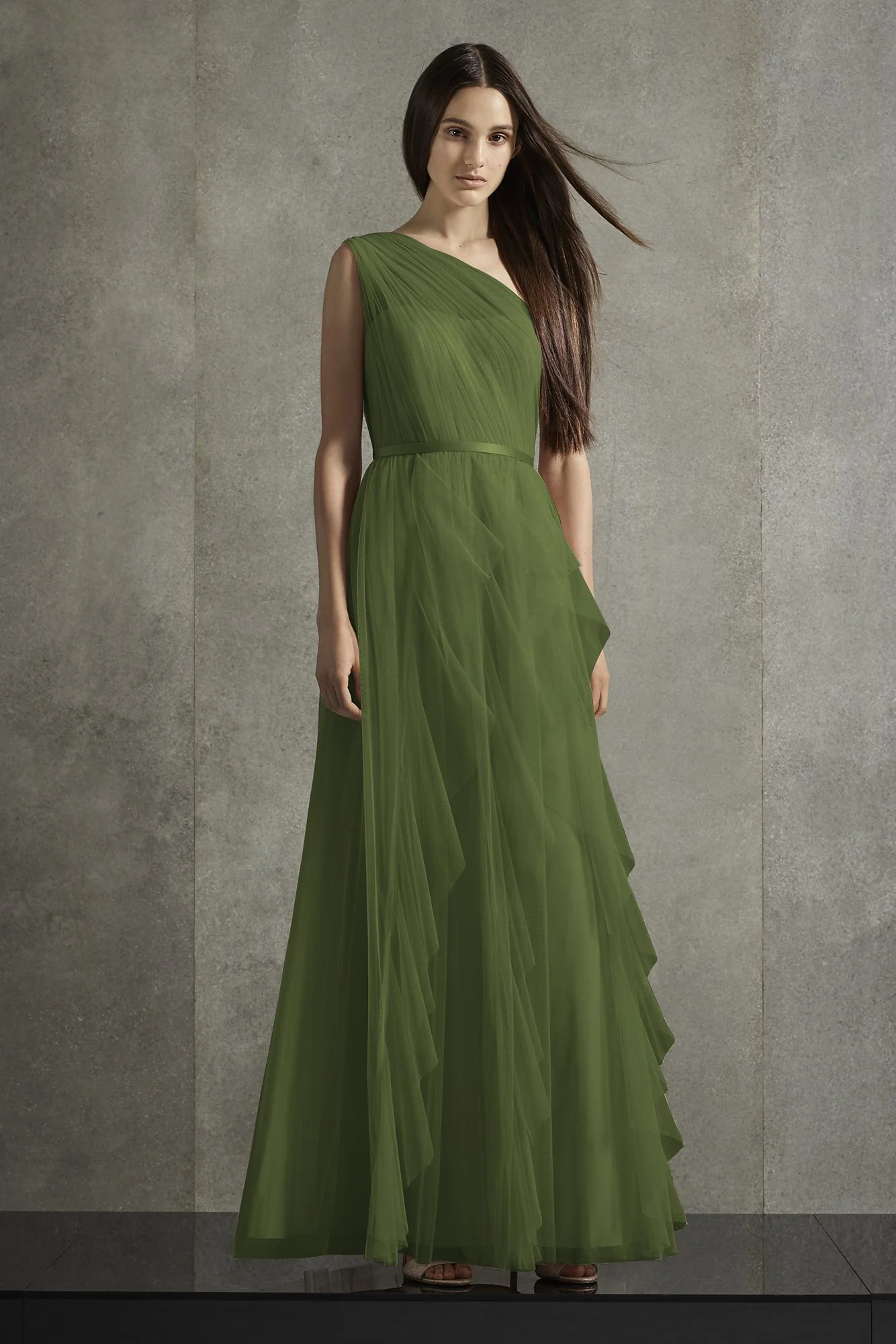 Bobbin Net One Shoulder Flange Bridesmaid Dress - Image 9