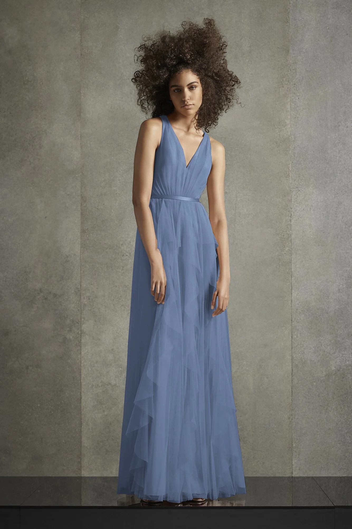 Bobbin Net Plunging Flange Skirt Bridesmaid Dress - Image 2