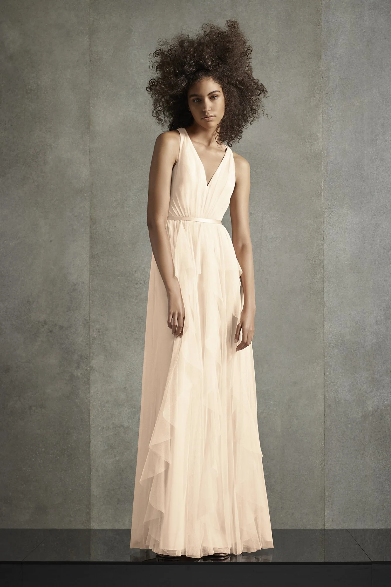 Bobbin Net Plunging Flange Skirt Bridesmaid Dress - Image 32
