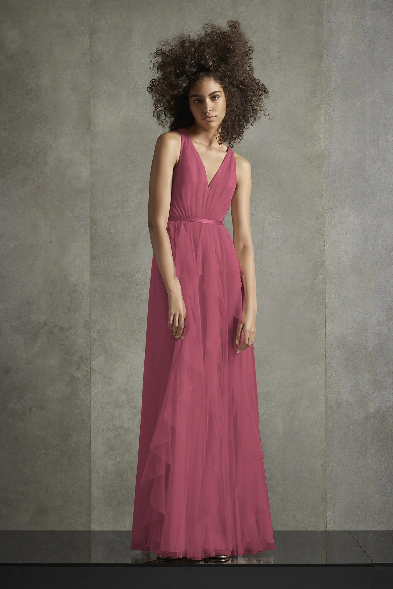 Bobbin Net Plunging Flange Skirt Bridesmaid Dress - Image 34