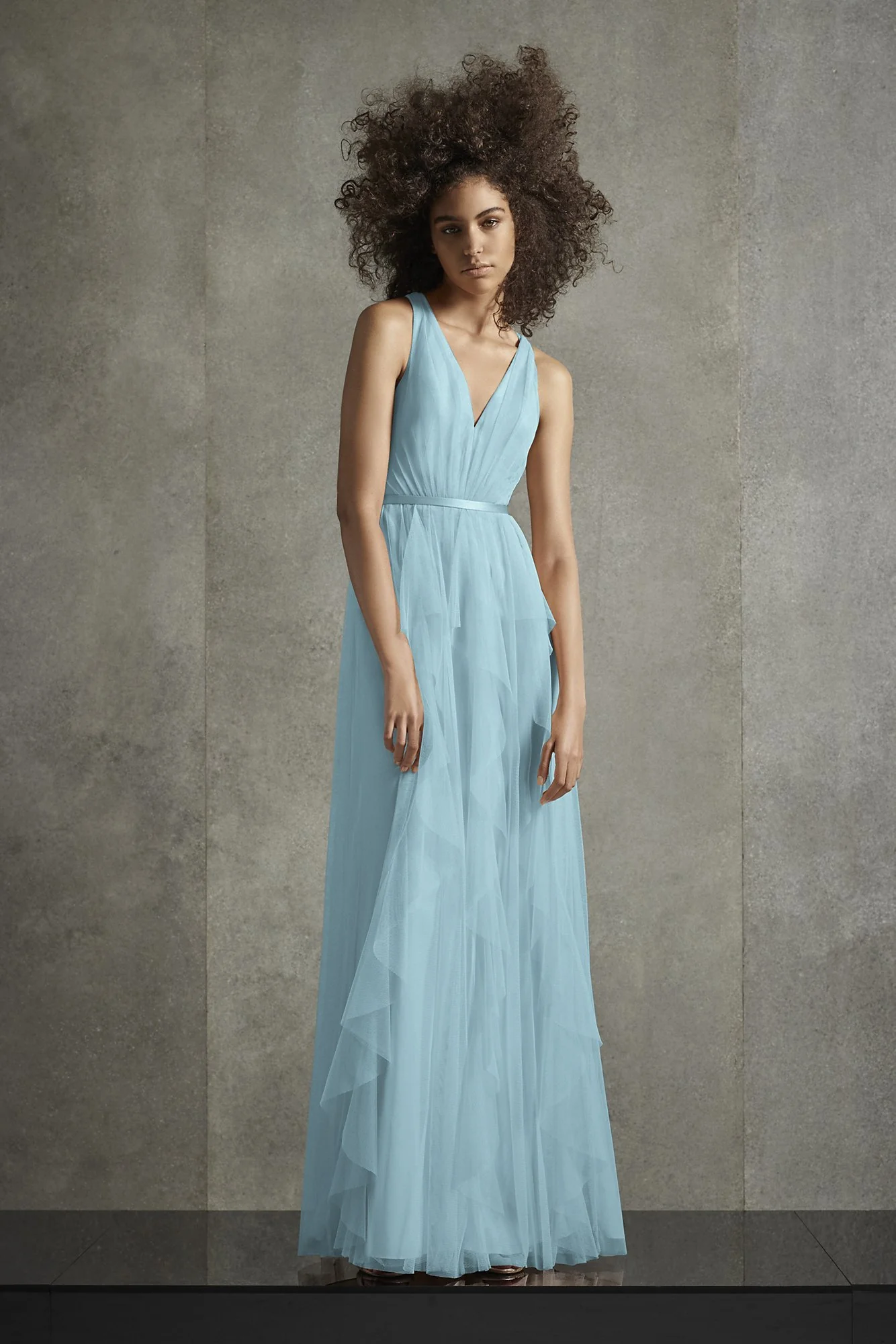 Bobbin Net Plunging Flange Skirt Bridesmaid Dress - Image 43