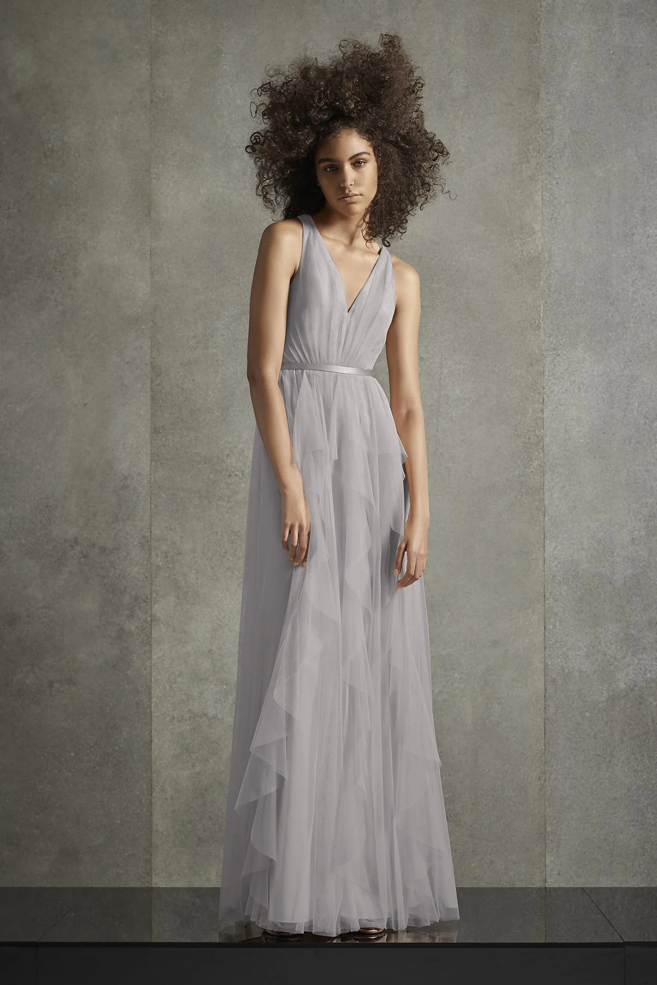 Bobbin Net Plunging Flange Skirt Bridesmaid Dress - Image 6