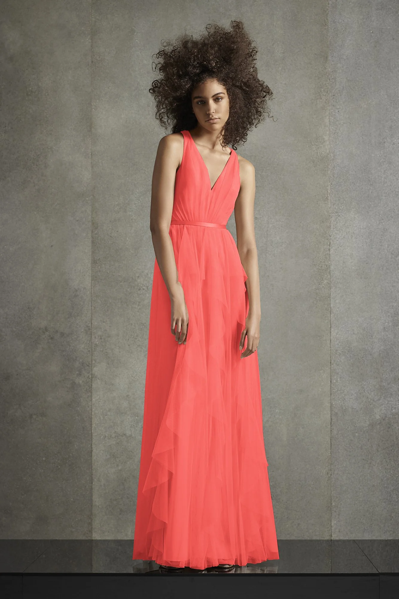 Bobbin Net Plunging Flange Skirt Bridesmaid Dress - Image 7