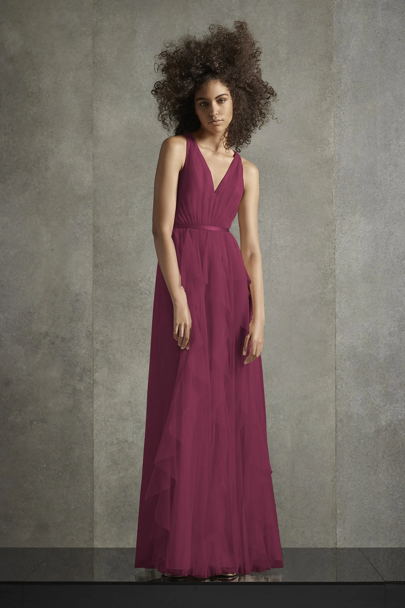 Bobbin Net Plunging Flange Skirt Bridesmaid Dress - Image 8