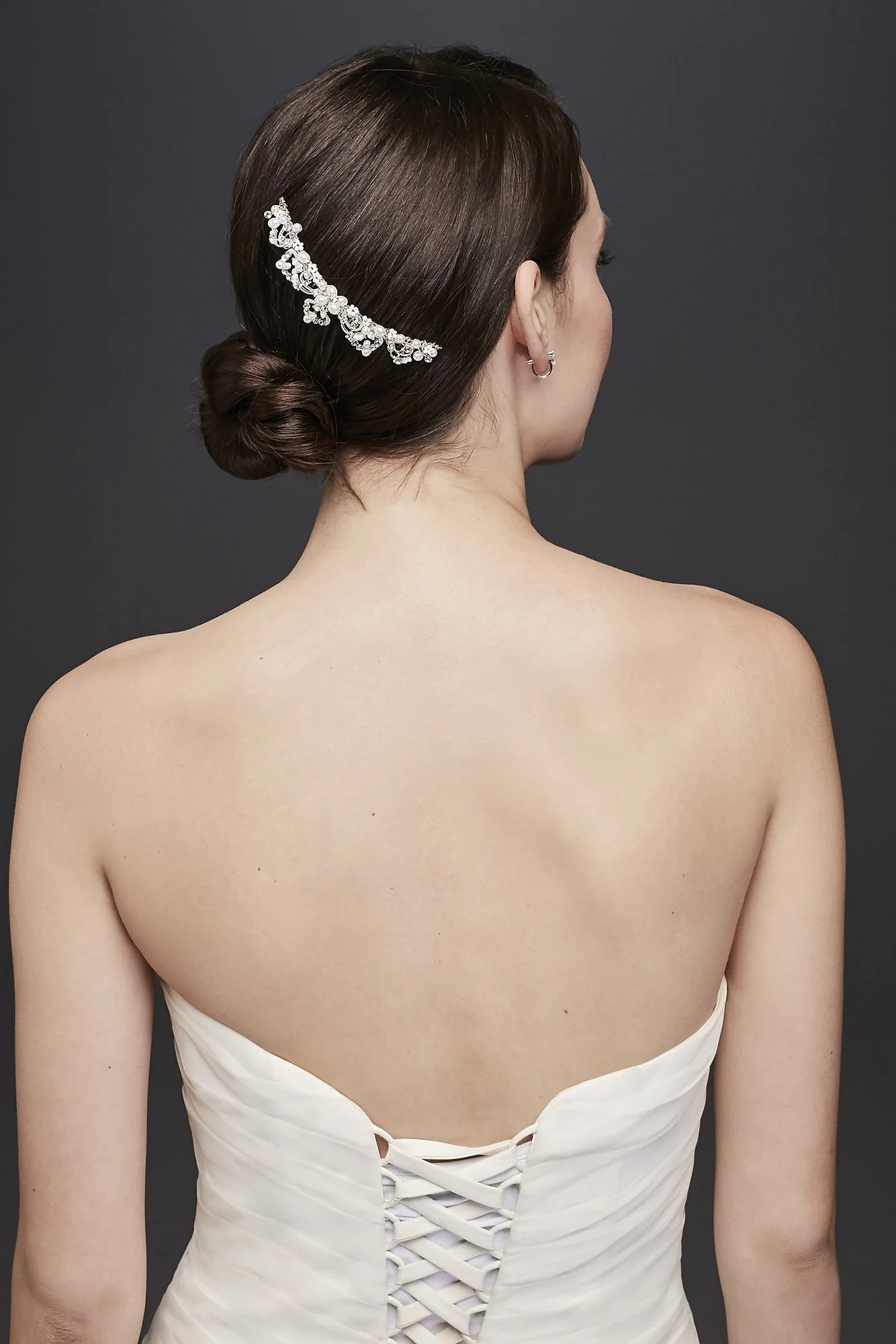 Bridal Comb with Scroll Detail, Pearls and Crystal