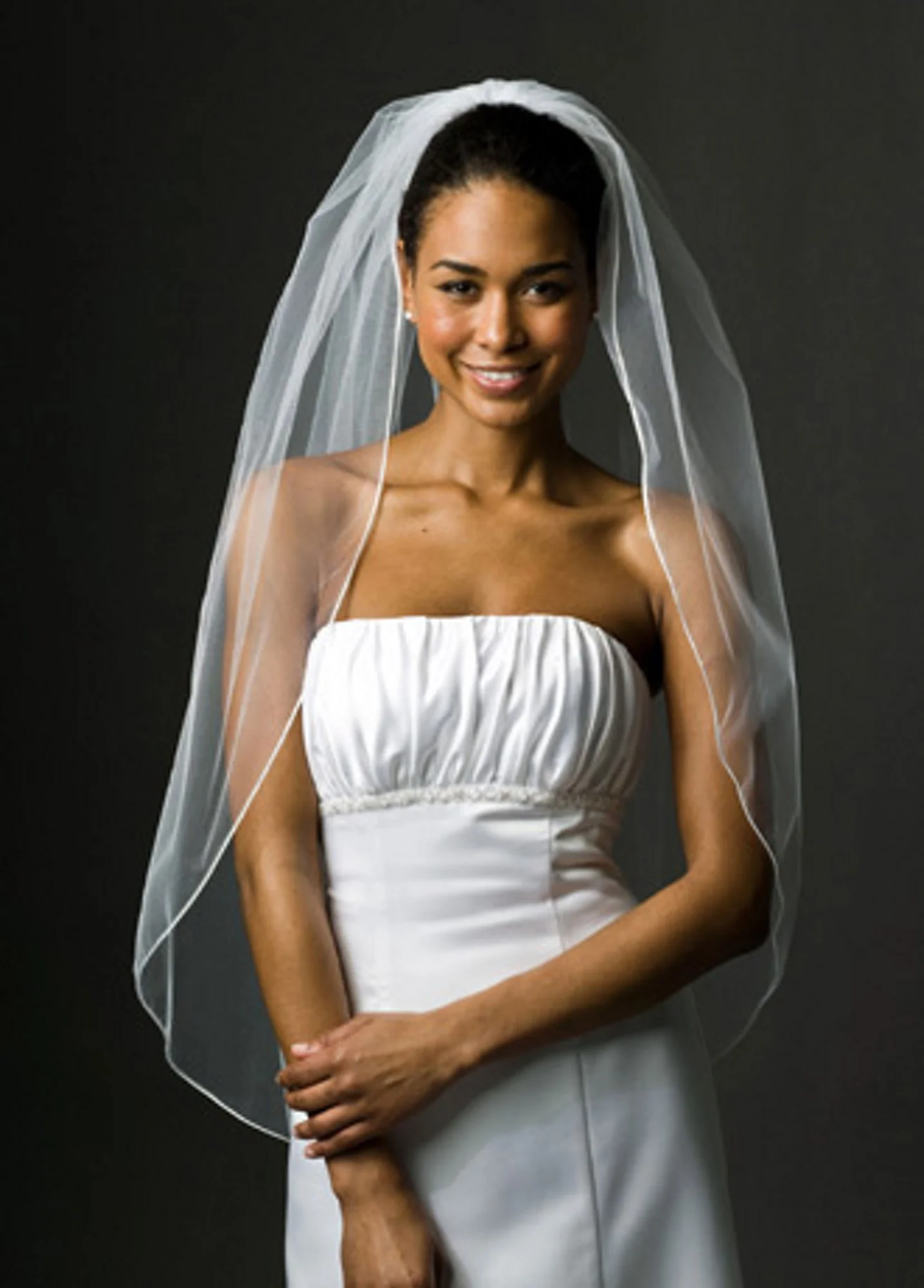 Bridal Fingertip One-tier Veil with Corded Edge