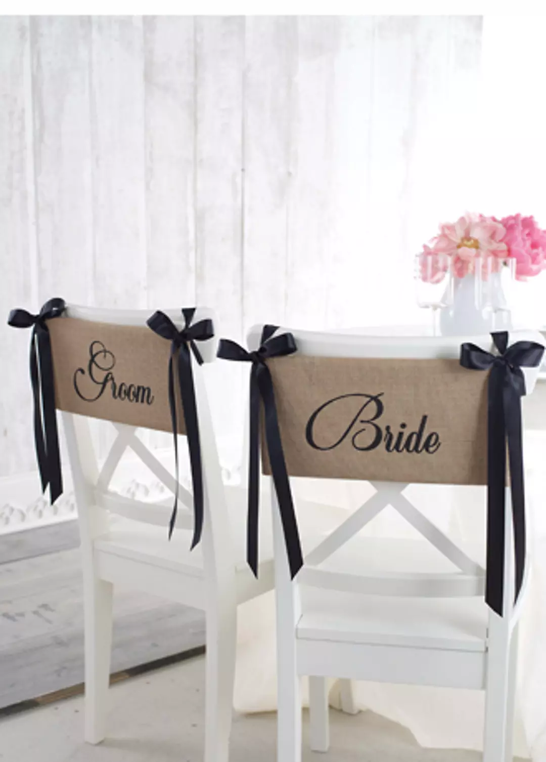 Bride & Groom Burlap Chair Sash Set of 2 - Image 2