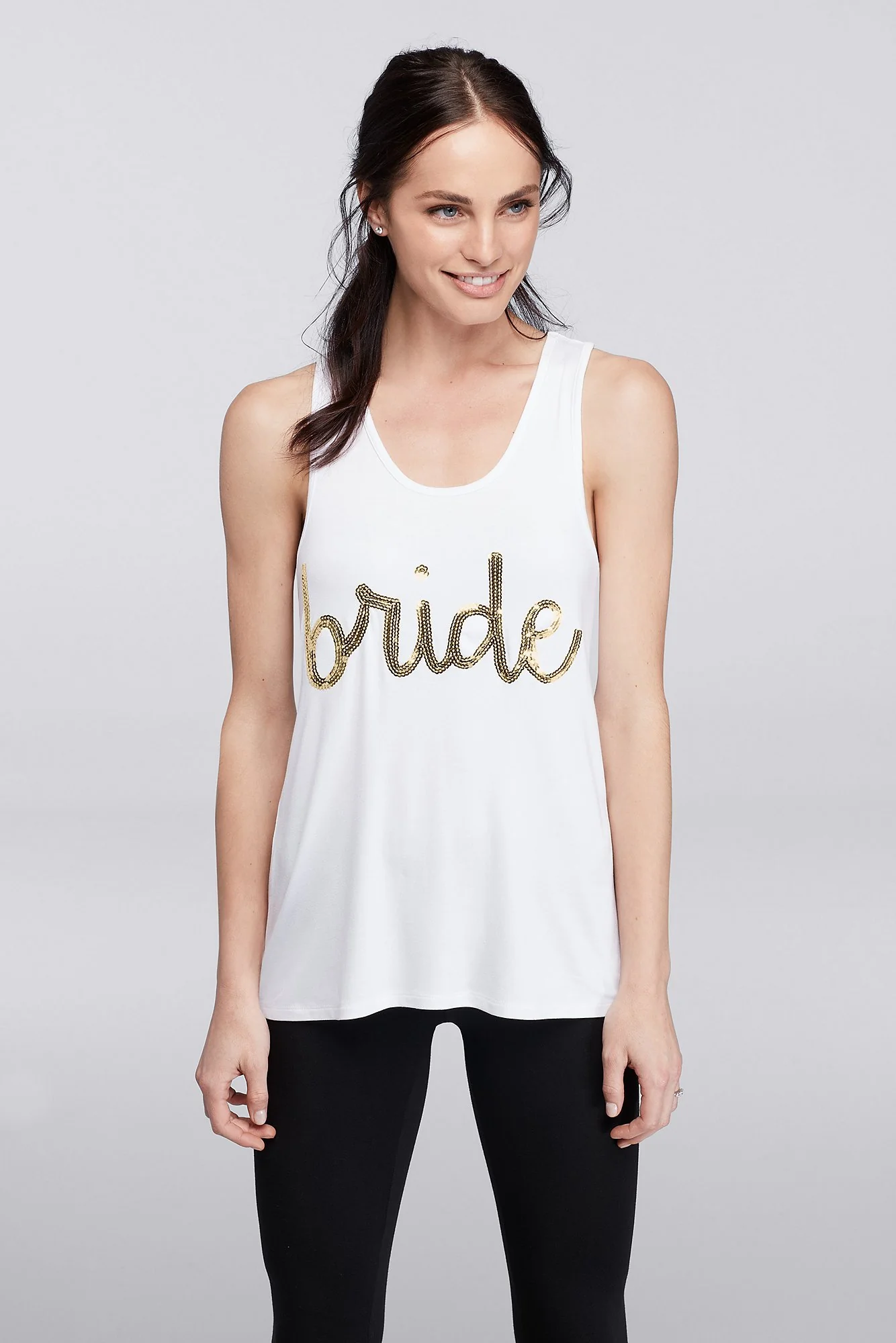 Bride Sequin Script Tank