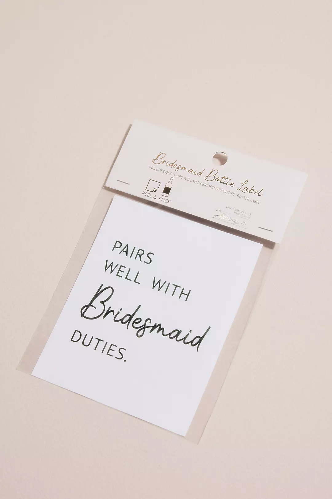 Bridesmaid Peel and Stick Wine Bottle Label