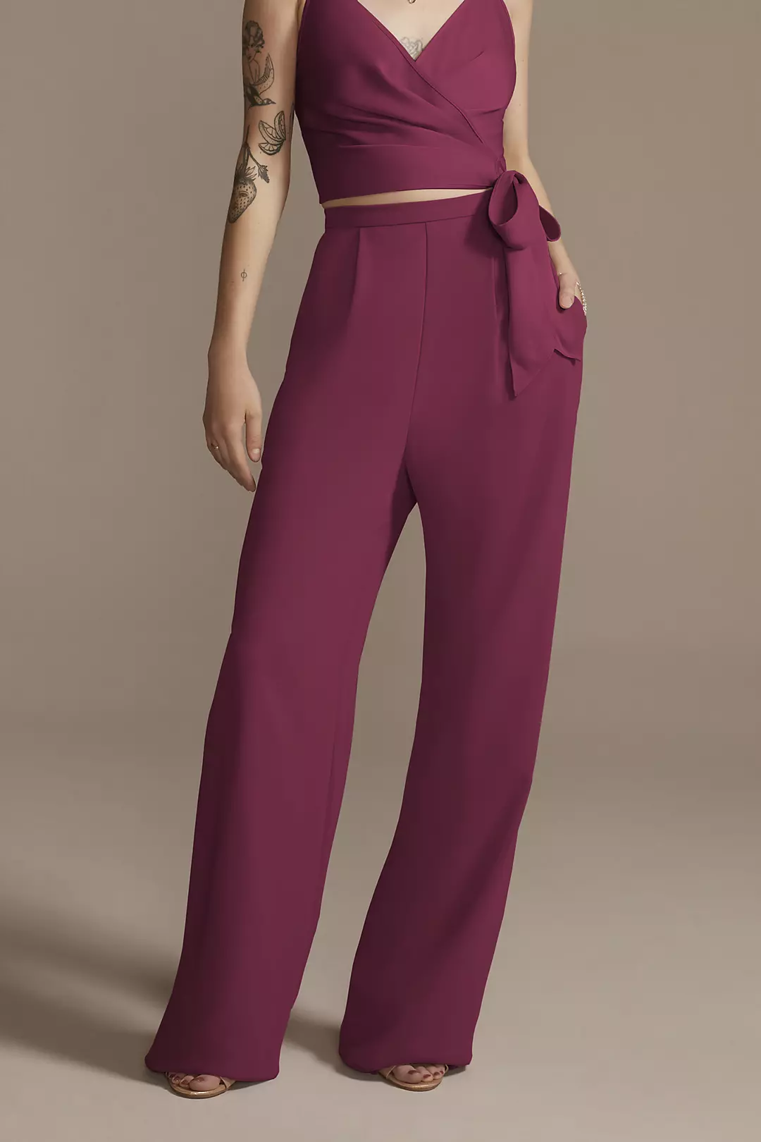 Bridesmaid Separates Chiffon Wide-Leg Pants - Image 17