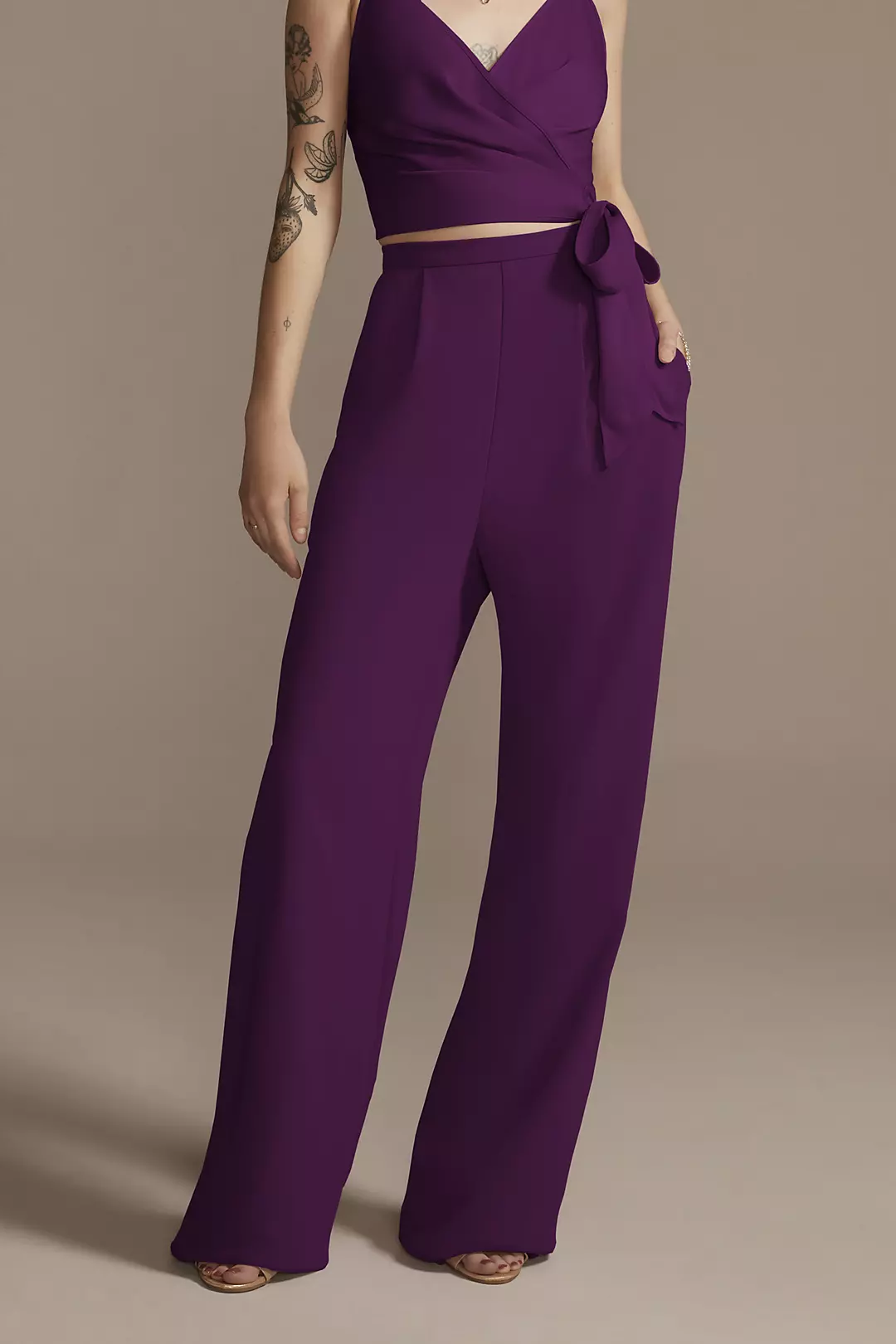 Bridesmaid Separates Chiffon Wide-Leg Pants - Image 9