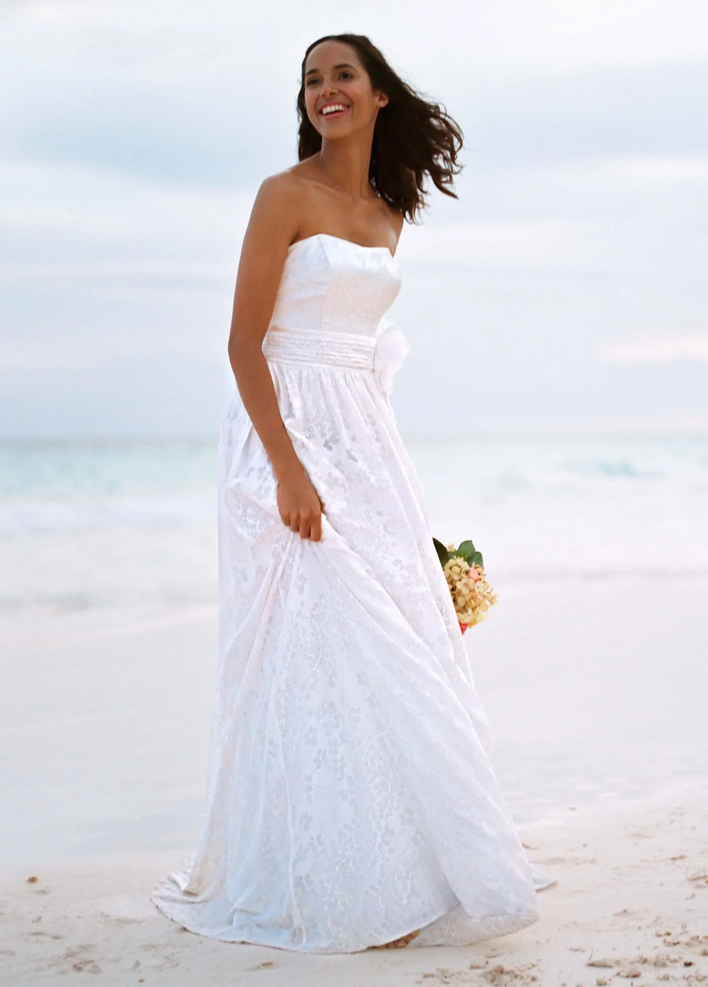 Burnout Chiffon Gown with Flower Detail - Image 2