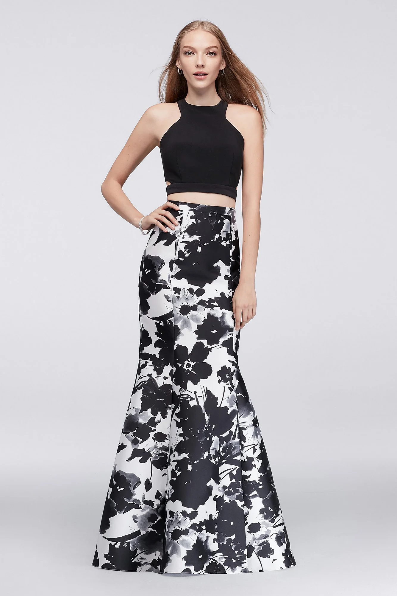 Cage-Back Faux Two-Piece Mermaid Dress