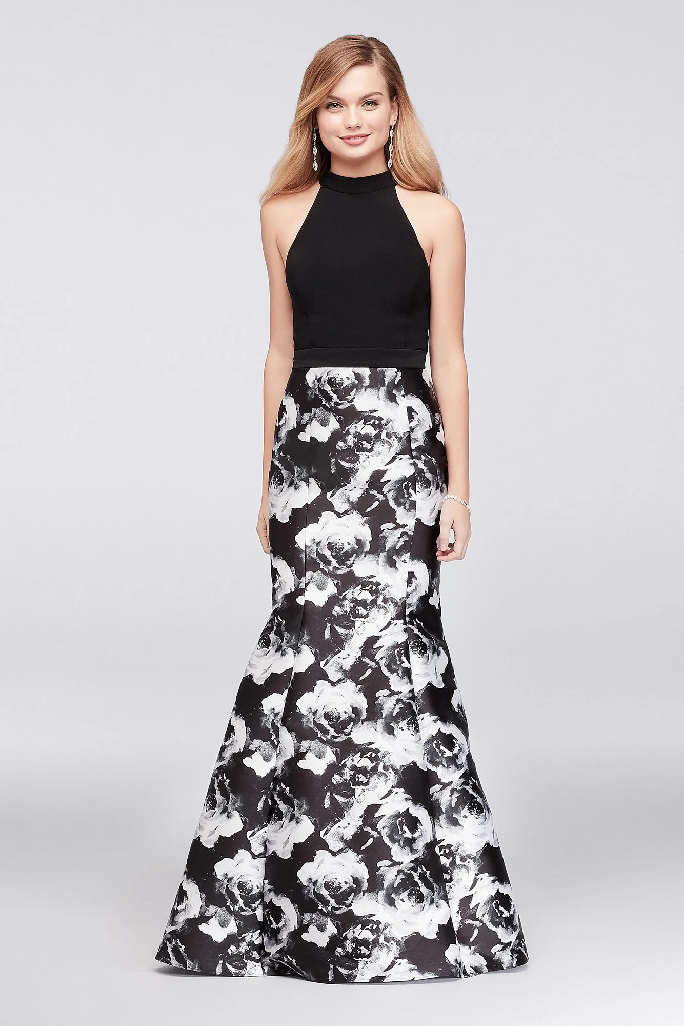 Cage-Back Jersey and Charmeuse Mermaid Gown