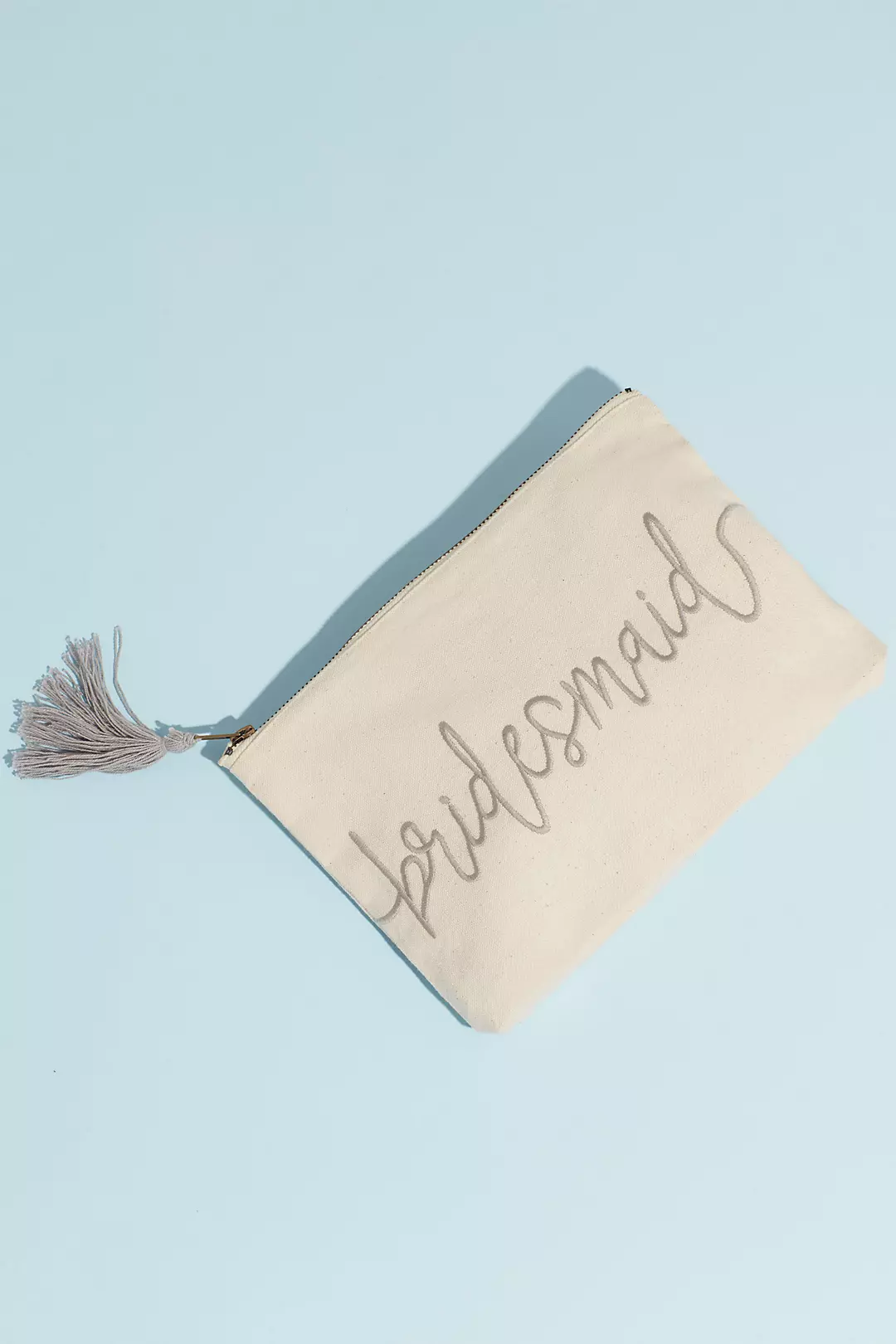 Canvas Script Bridesmaid Pouch with Tassel - Image 2