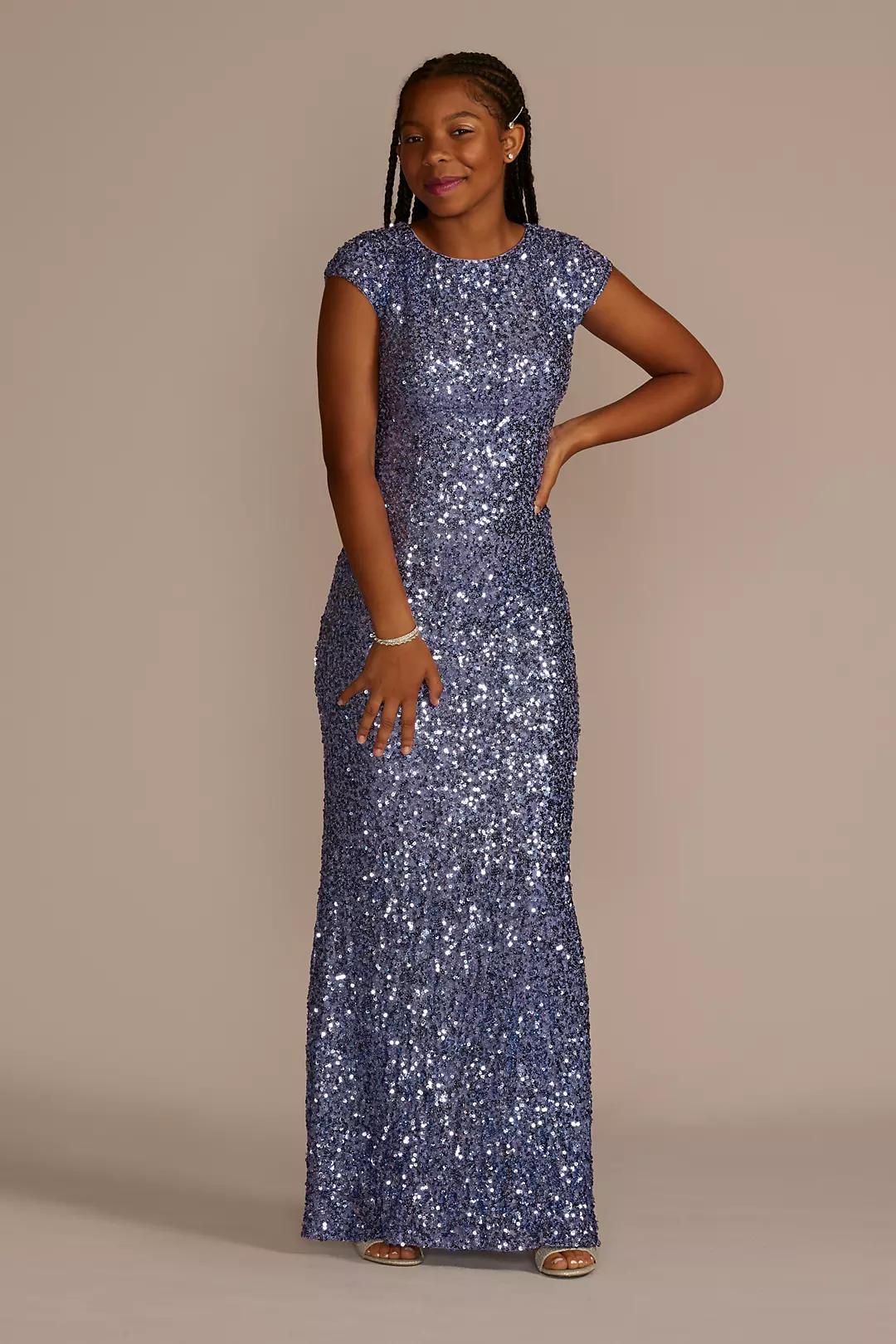 Cap Sleeve Allover Sequin Sheath Dress - Image 3