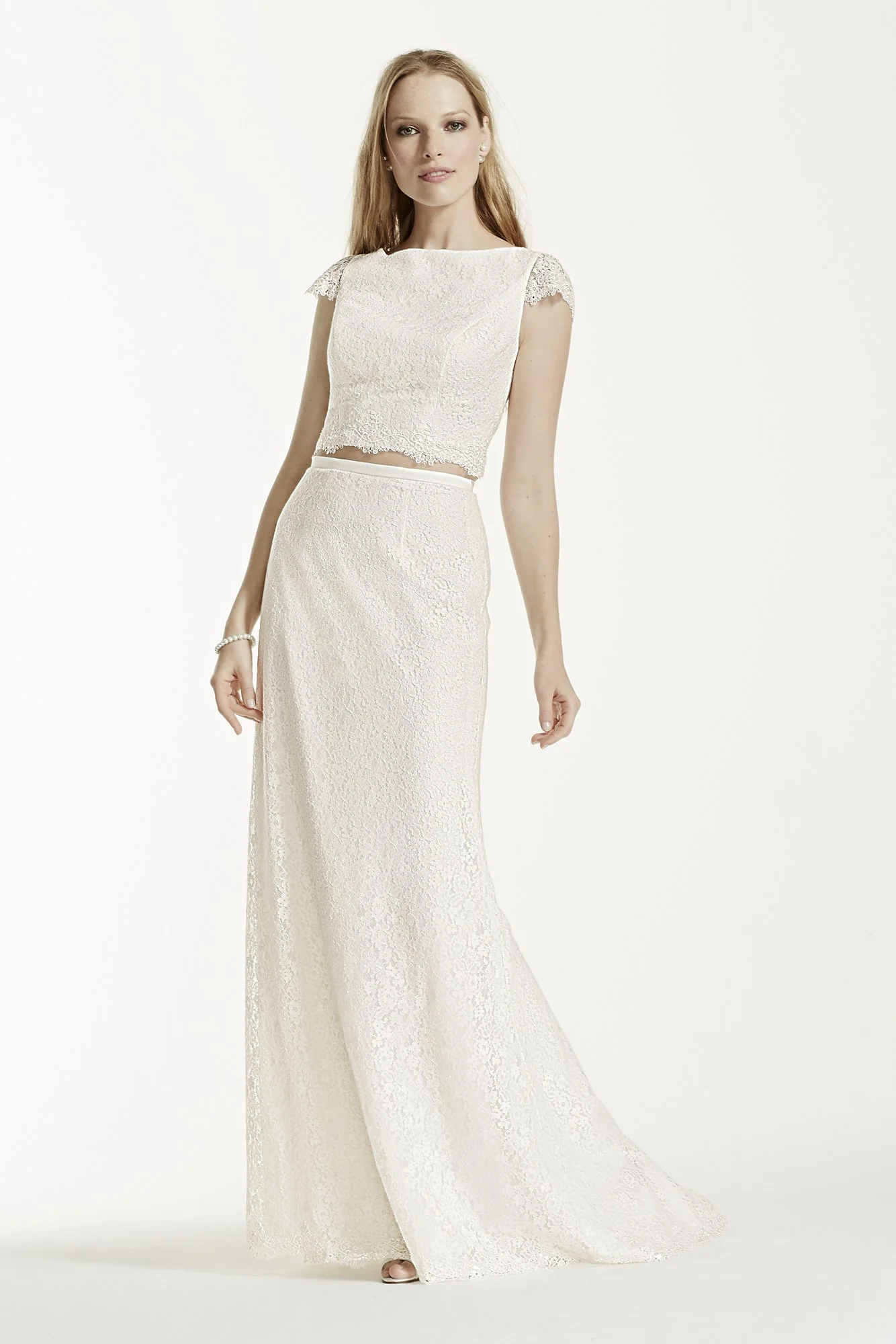 Cap Sleeve Lace Crop Top and Skirt