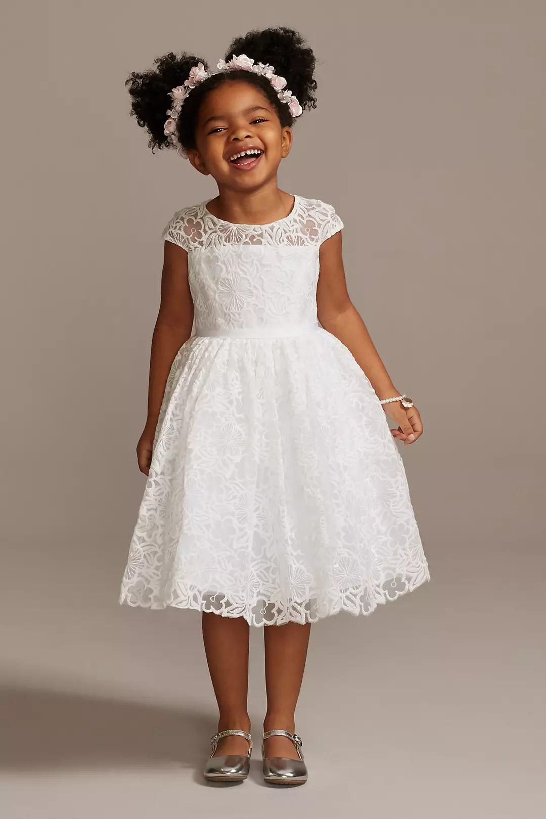 Cap Sleeve Lace Heart Cutout Flower Girl Dress - Image 17