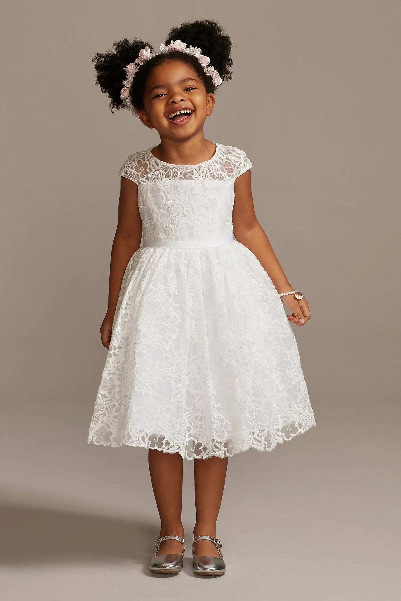 Cap Sleeve Lace Heart Cutout Flower Girl Dress - Image 2