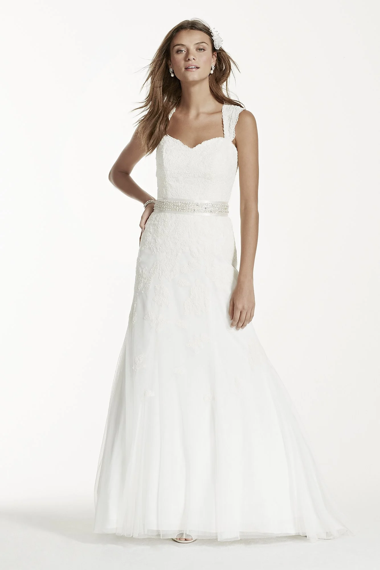 Cap Sleeve Lace Wedding Dress with Keyhole Back - Image 4