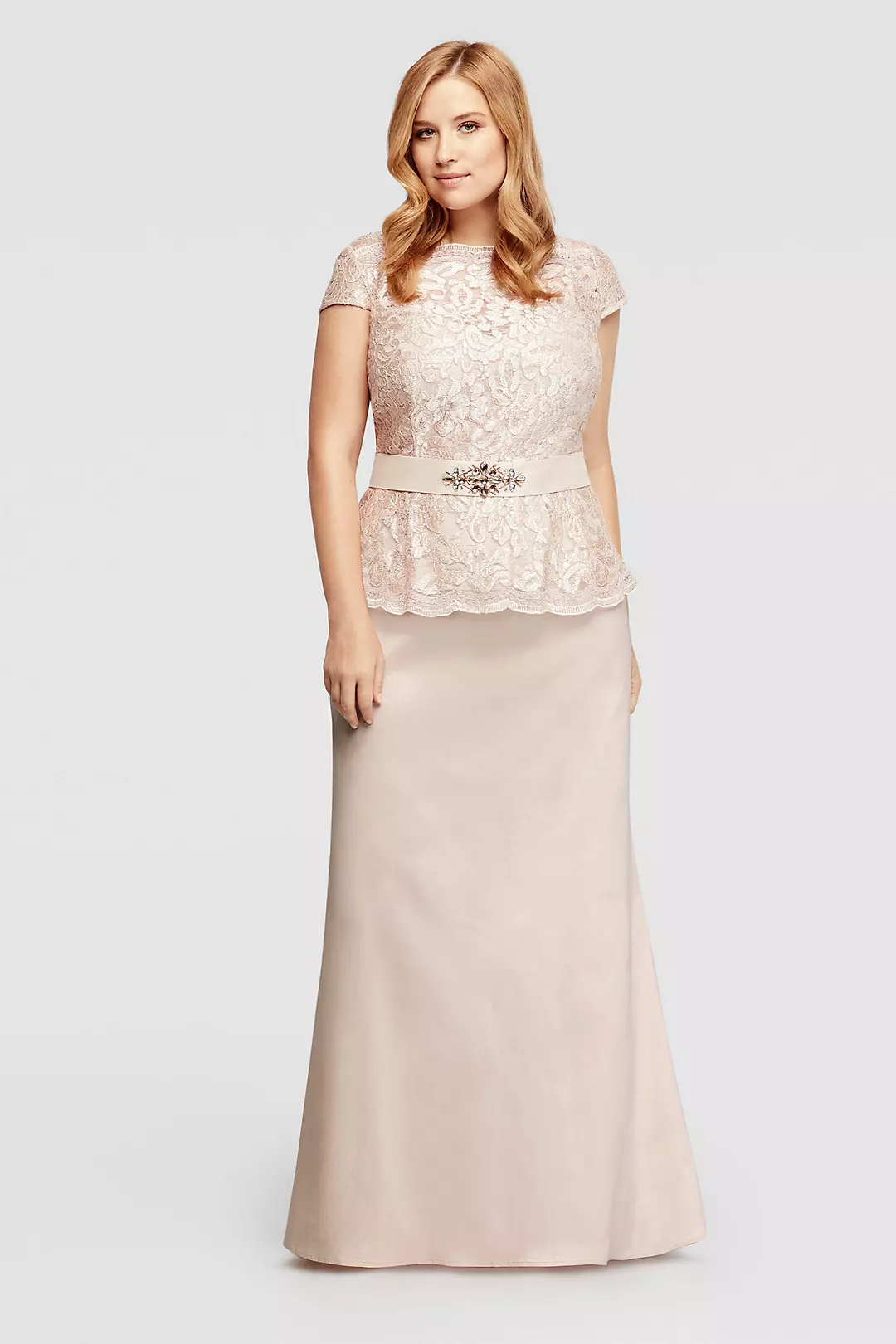 Cap Sleeve Sequin Lace Mock Two Piece Dress - Image 5
