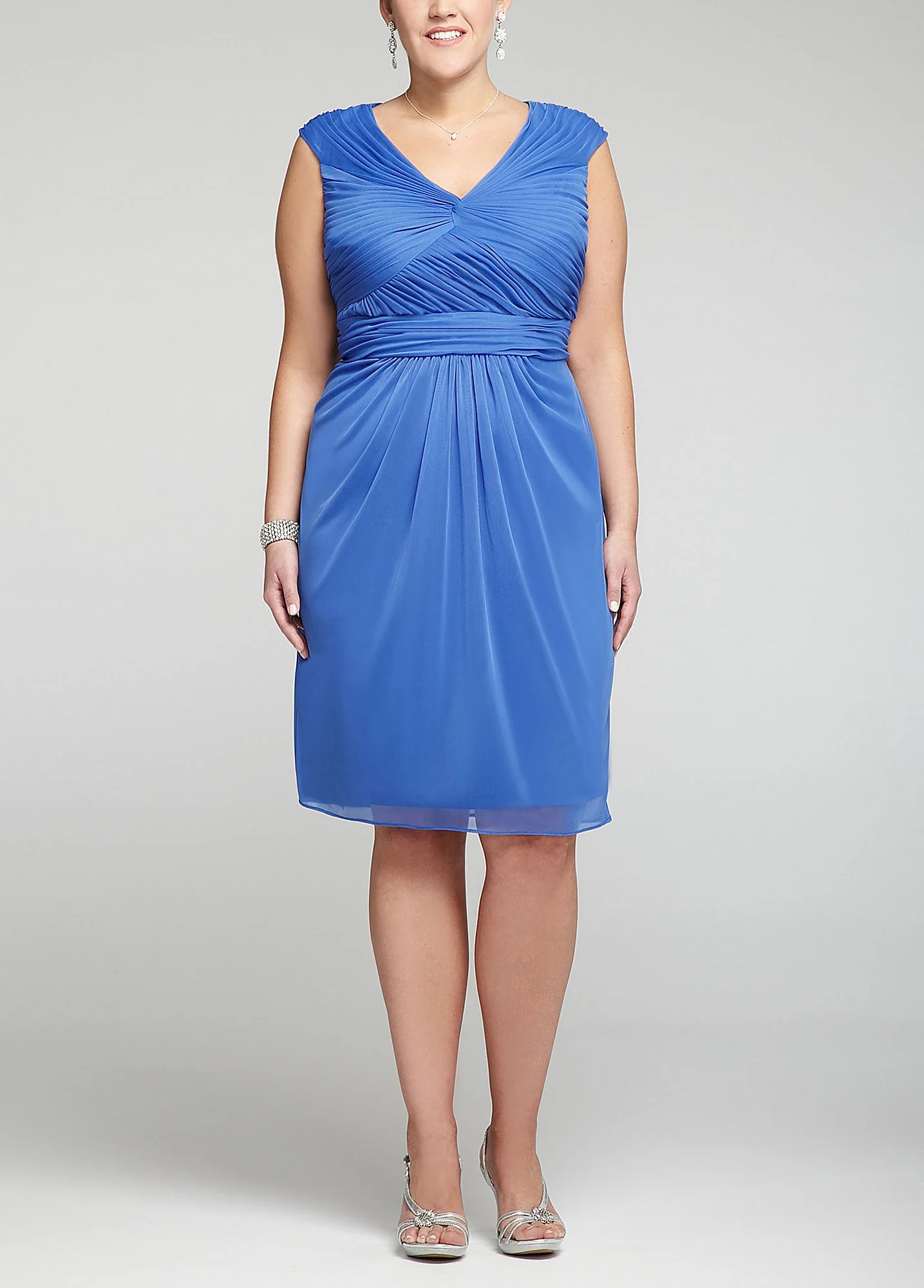 Cap Sleeve Twist Front Cocktail Dress
