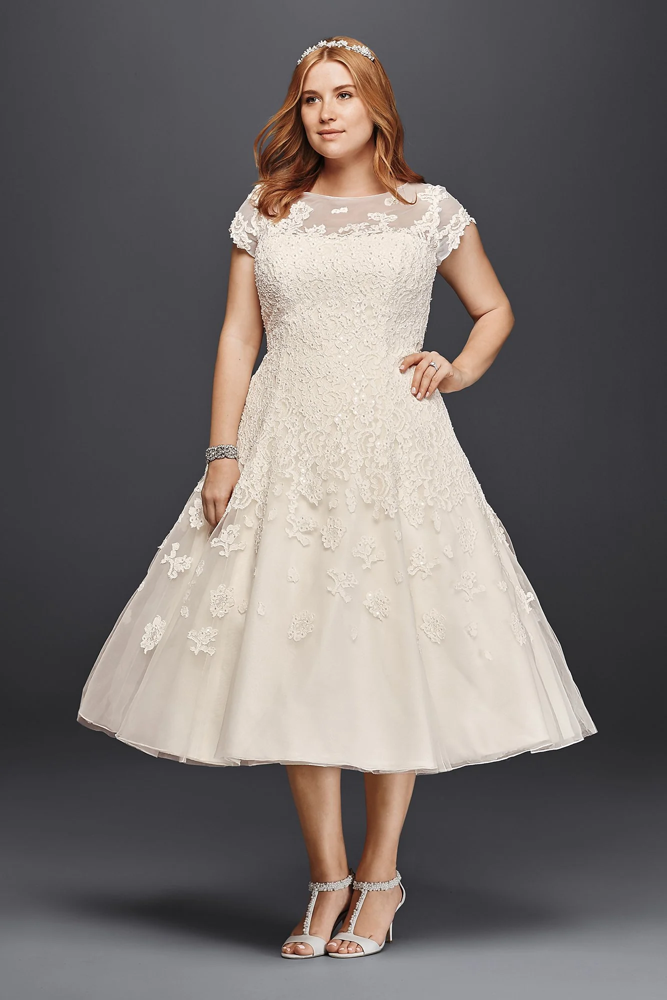 Cap Sleeve Wedding Dress with Illusion Neckline - Image 2