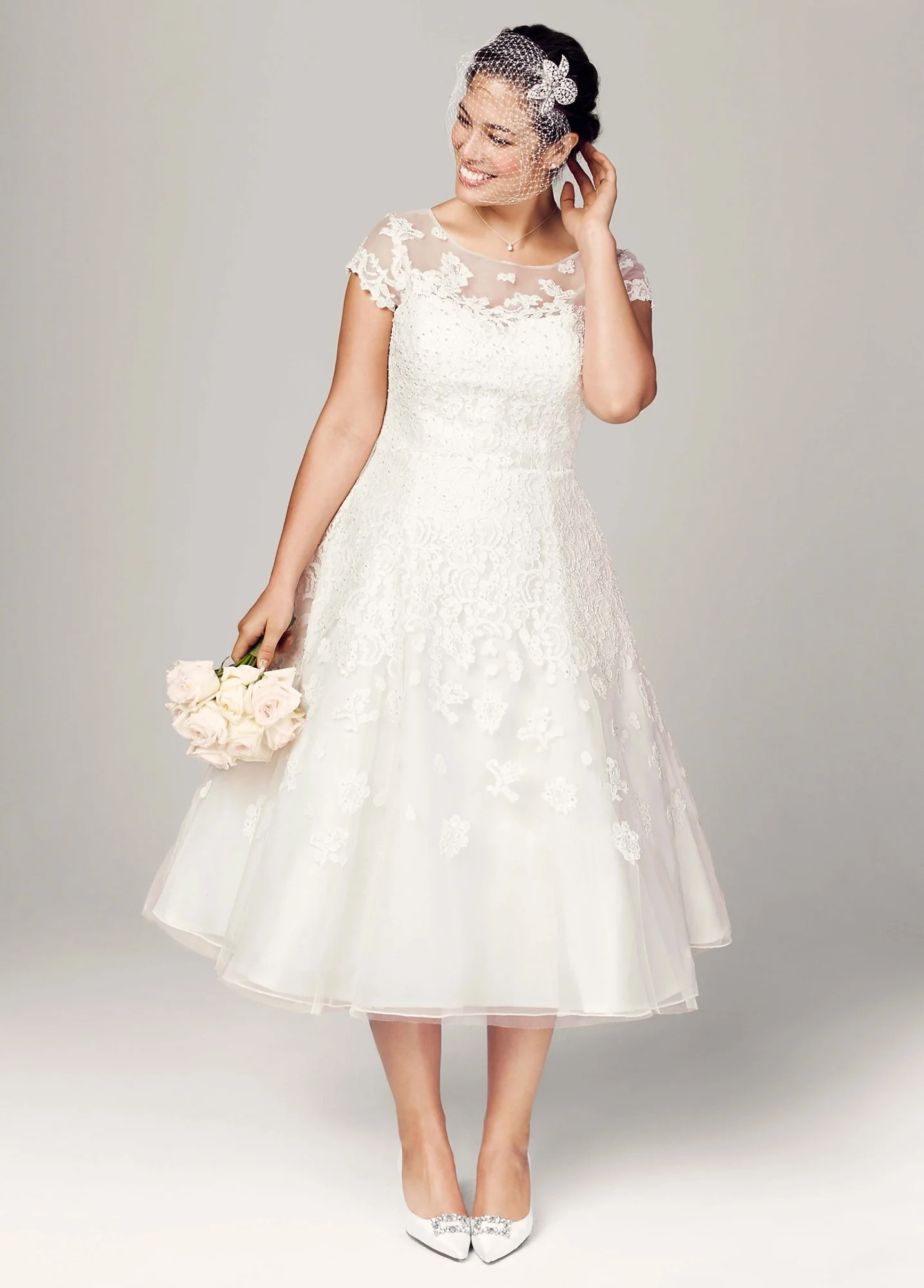 Cap Sleeve Wedding Dress with Illusion Neckline - Image 3