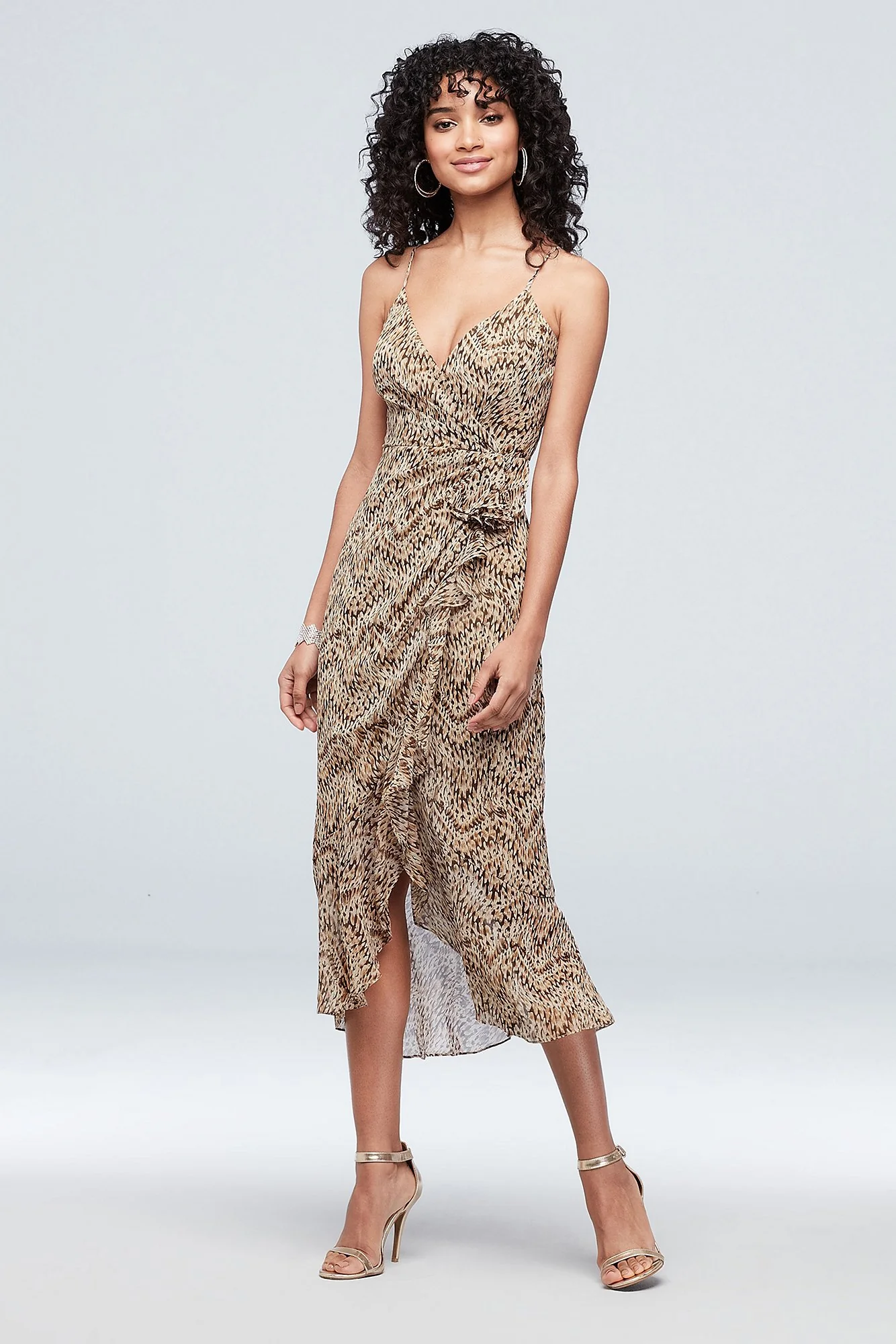 Cascading Ruffle Printed Georgette Midi Dress - Image 2