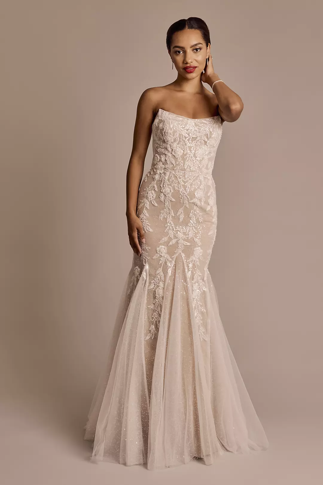 Cat-Eye Neckline Strapless Mermaid Wedding Dress - Image 25