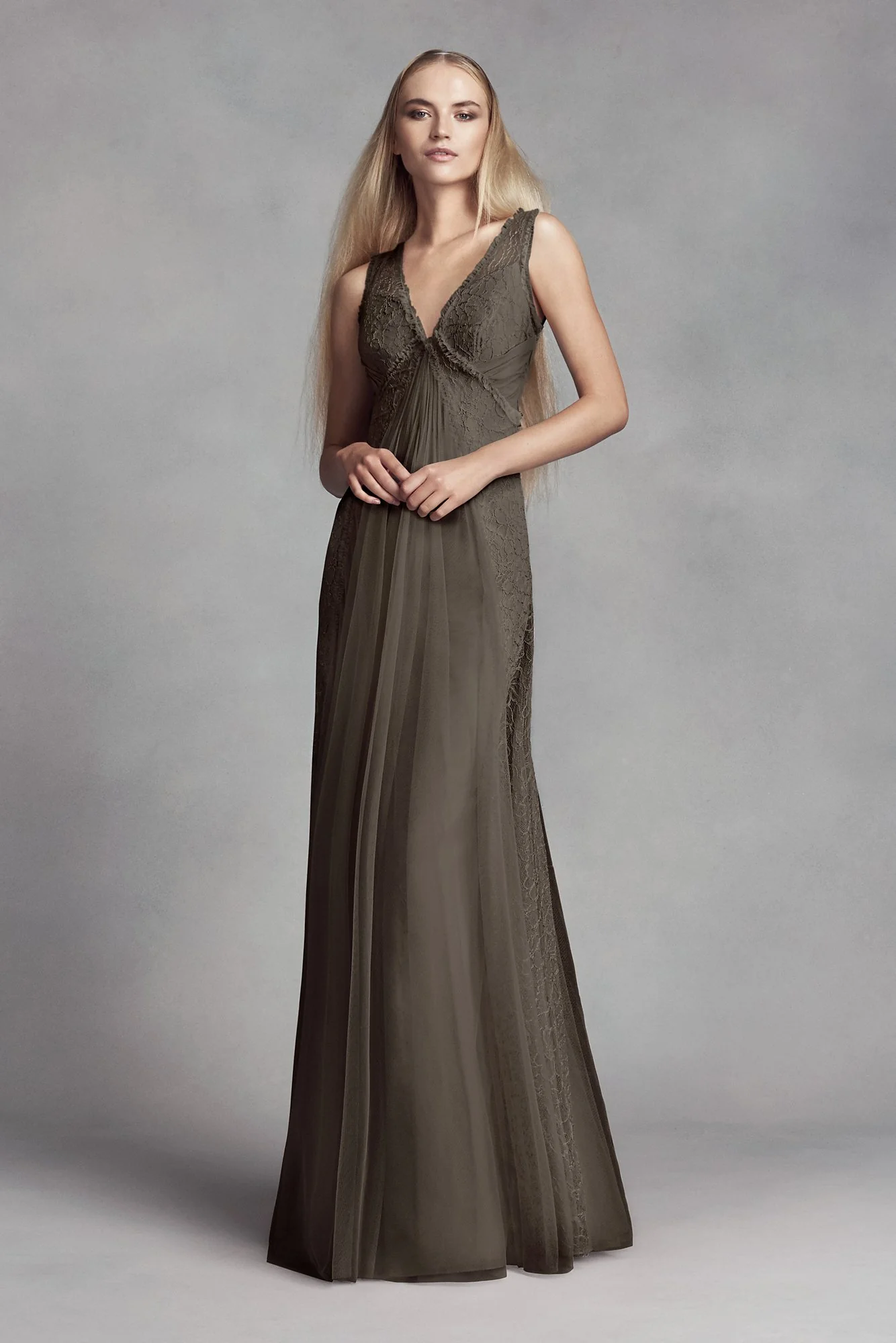 Chantilly Lace and Bobbin Net Bridesmaid Dress - Image 3