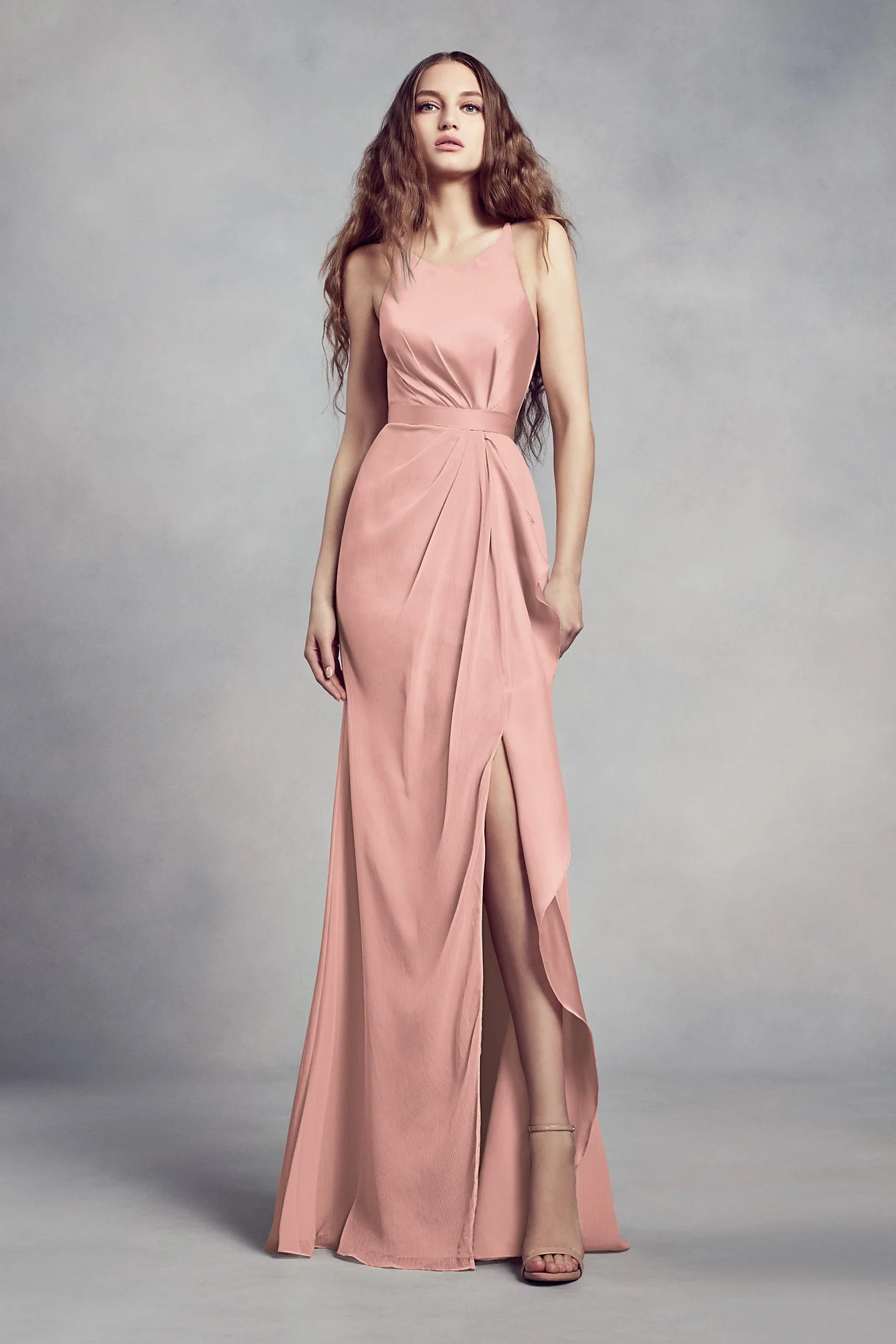 Charmeuse and Chiffon Bridesmaid Dress with Ruffle - Image 17