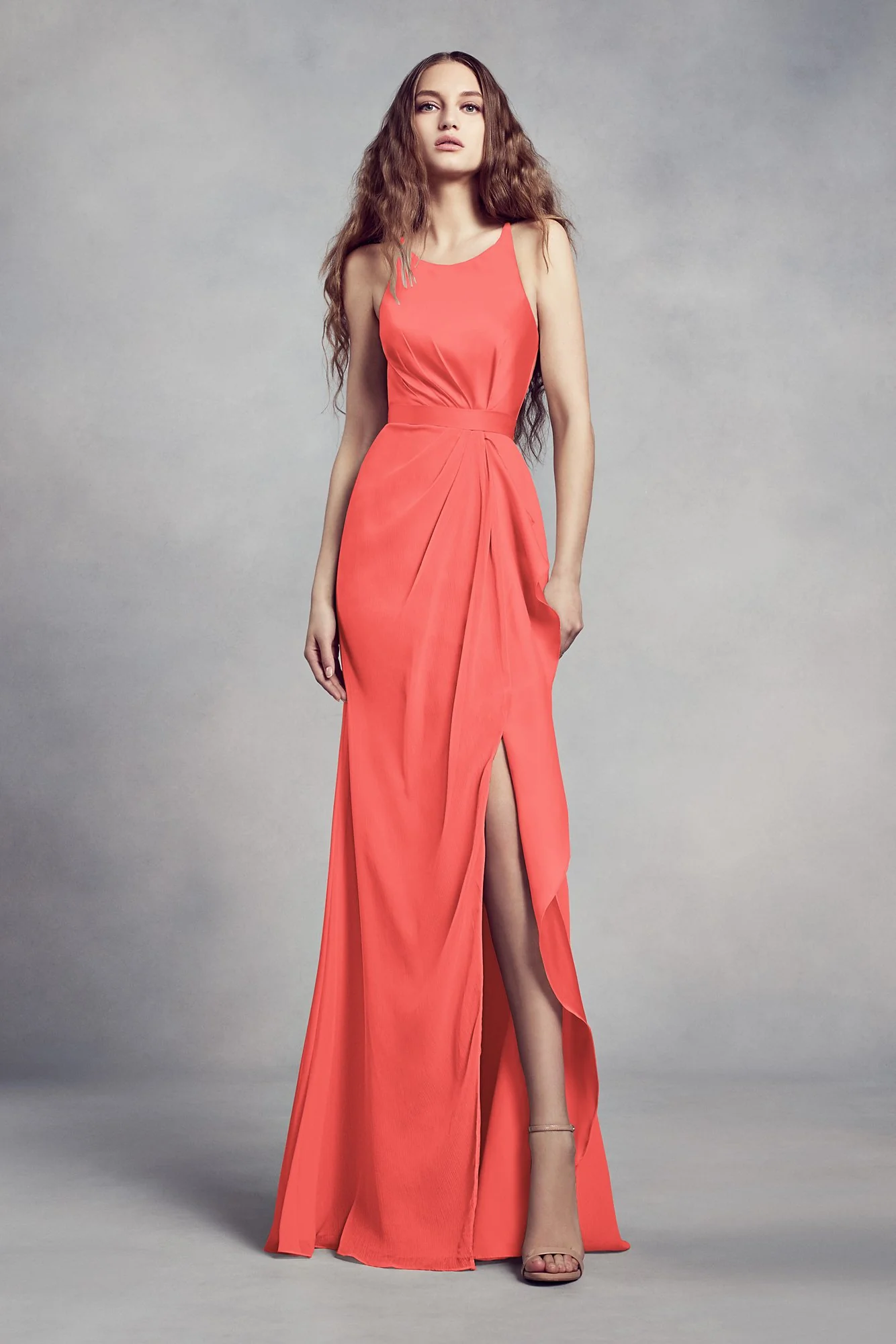 Charmeuse and Chiffon Bridesmaid Dress with Ruffle - Image 30