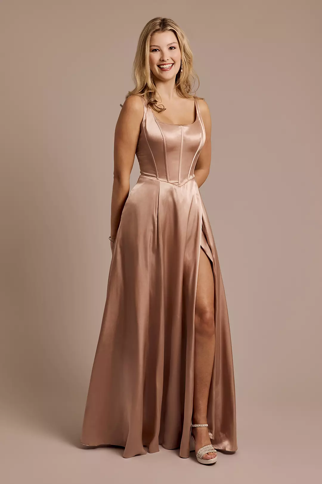 Charmeuse Basque Waist Tank Dress - Image 75