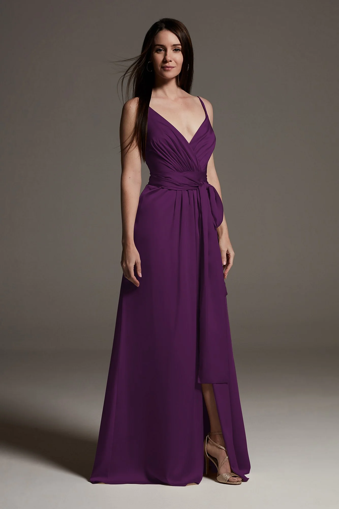 Charmeuse Bridesmaid Dress with Deep V-Neckline - Image 28