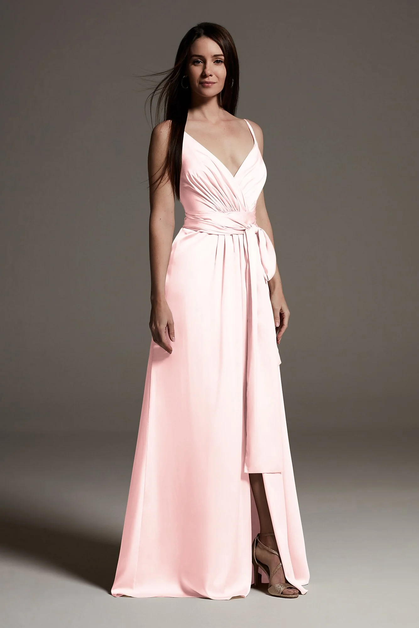 Charmeuse Bridesmaid Dress with Deep V-Neckline - Image 5