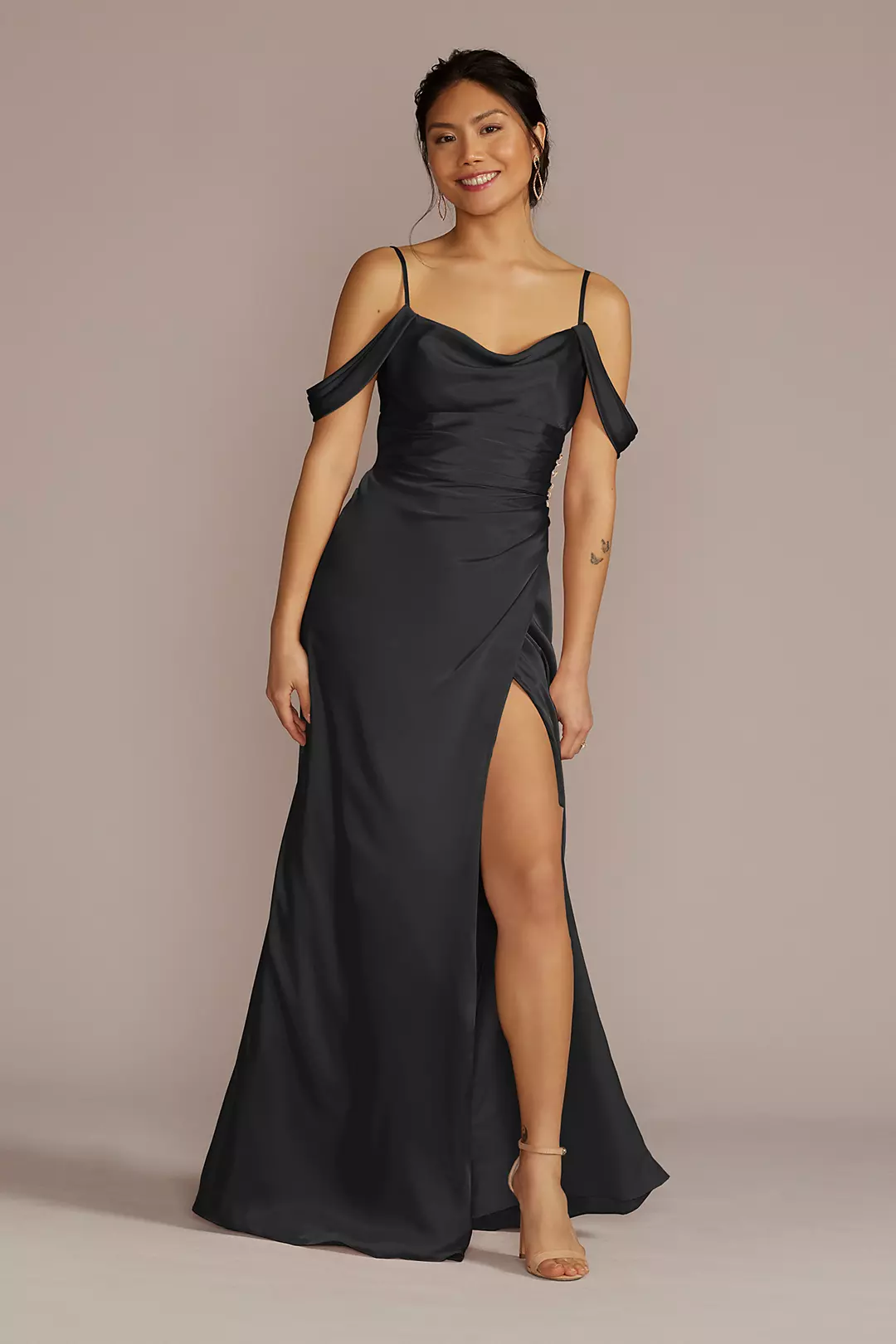 Charmeuse Cowl Dress with Swag Sleeves - Image 105