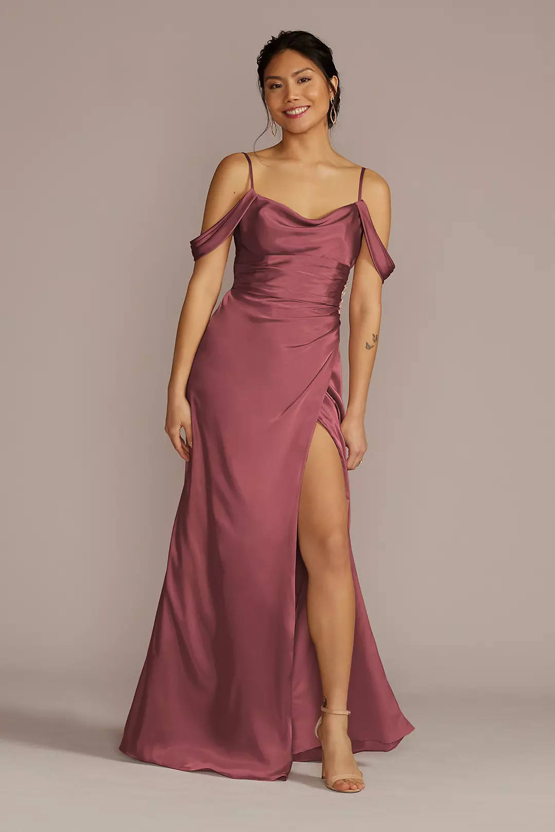 Charmeuse Cowl Dress with Swag Sleeves - Image 108