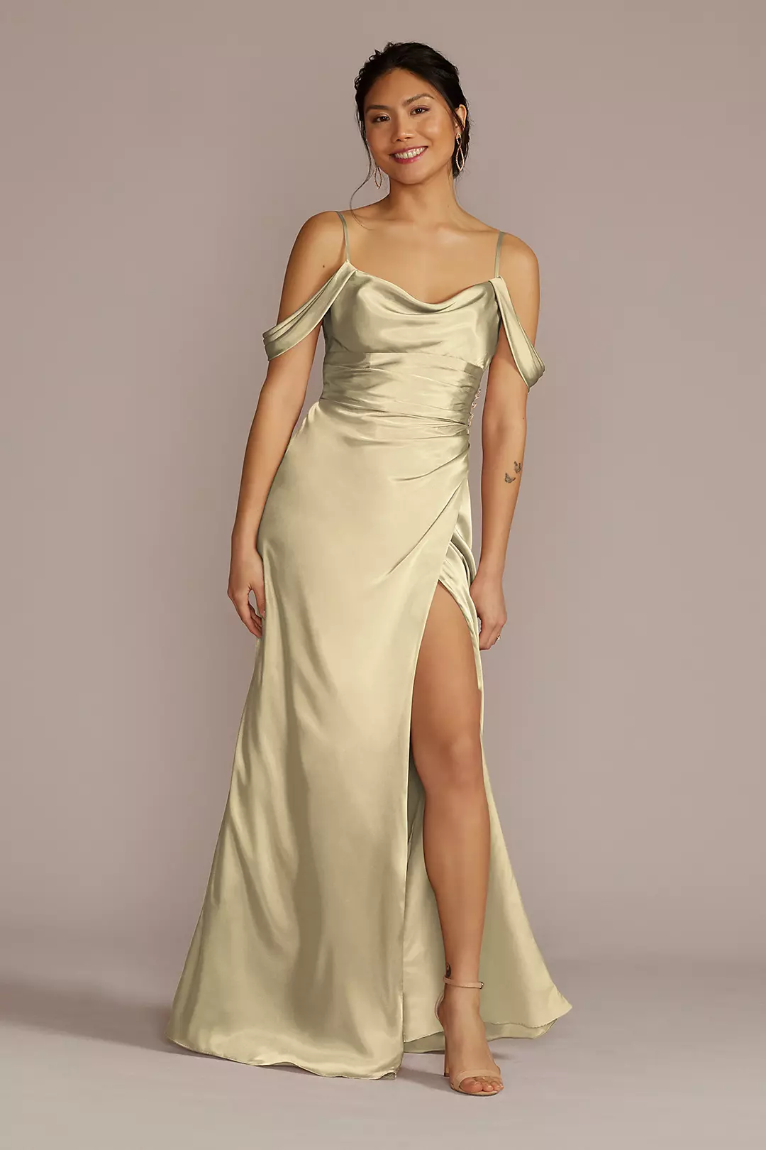 Charmeuse Cowl Dress with Swag Sleeves - Image 112