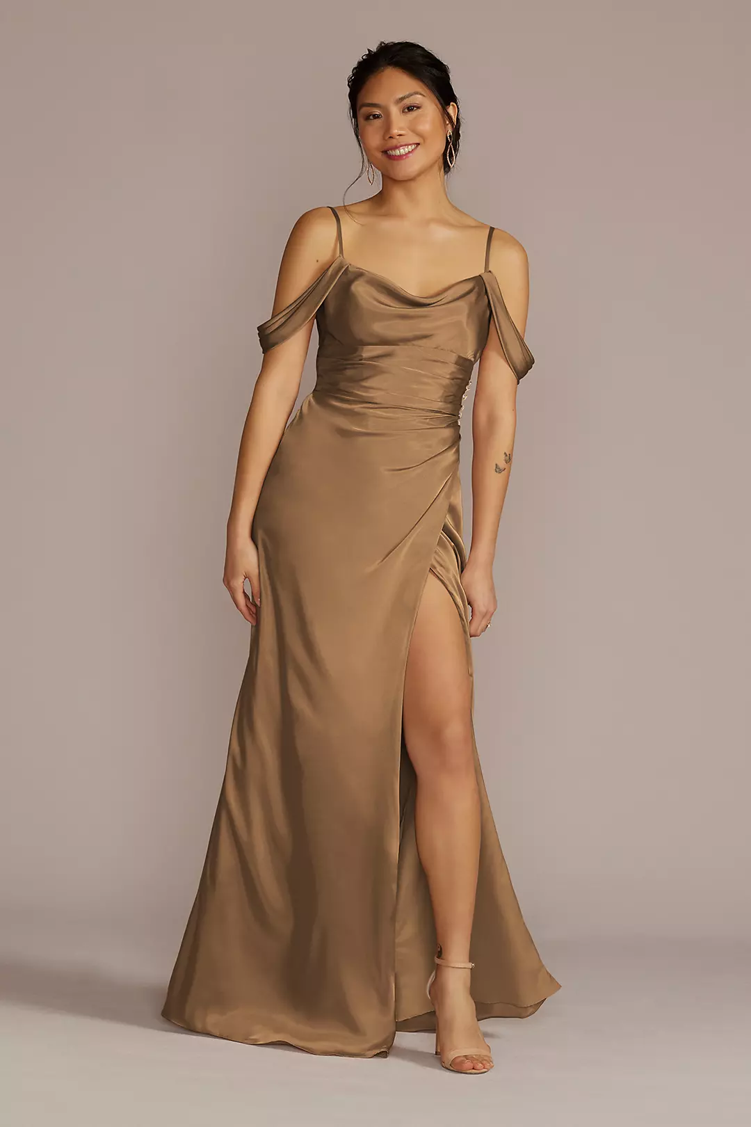 Charmeuse Cowl Dress with Swag Sleeves - Image 114